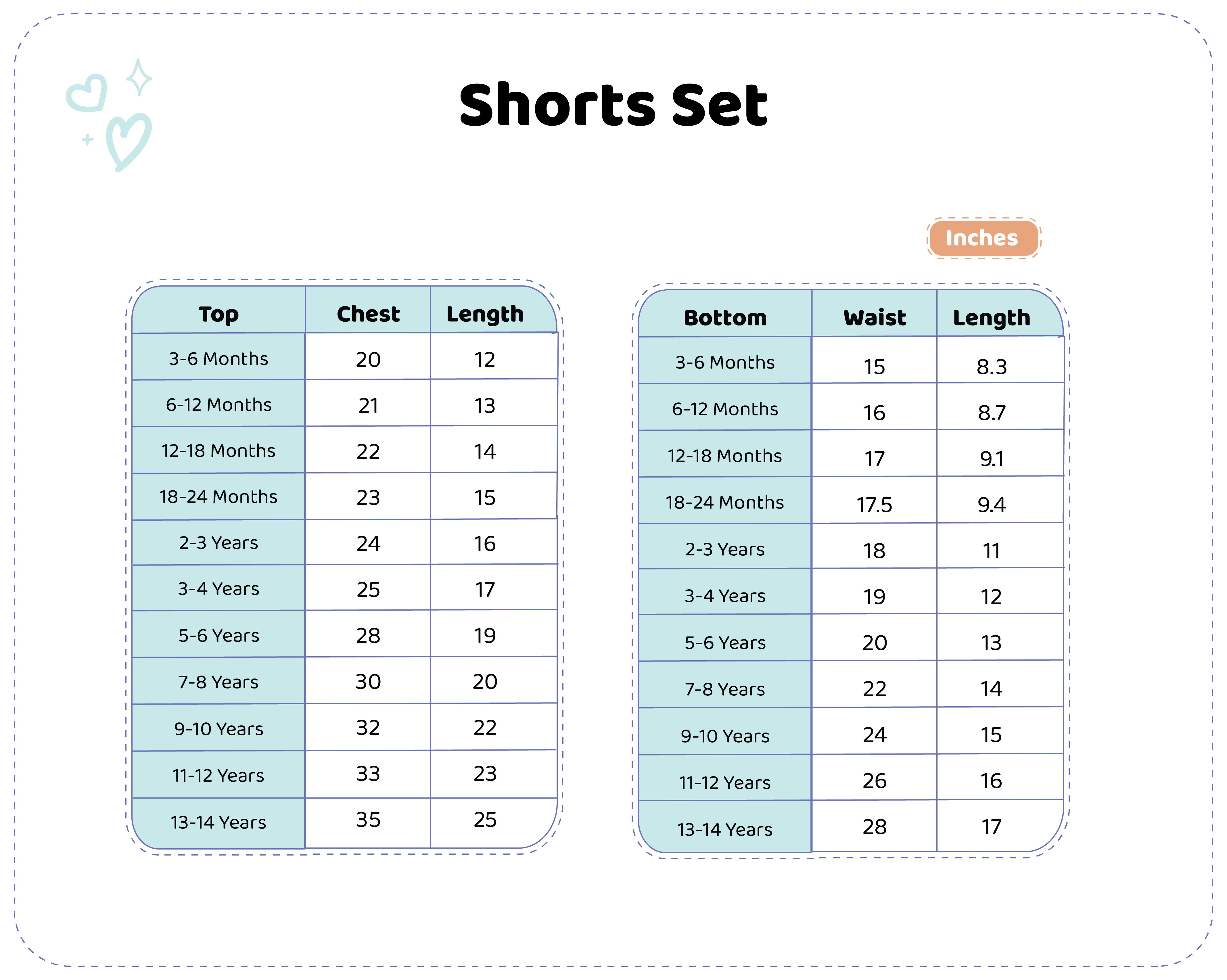 Shorts Set M6 to Y(14)