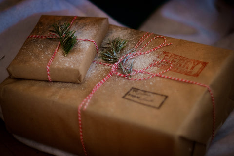Brown paper wrapped presents.