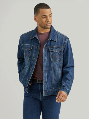 Wrangler Mens Retro Flannel Lined Denim Jacket - Winterberry            112353399 - Boondocks Western Store llc