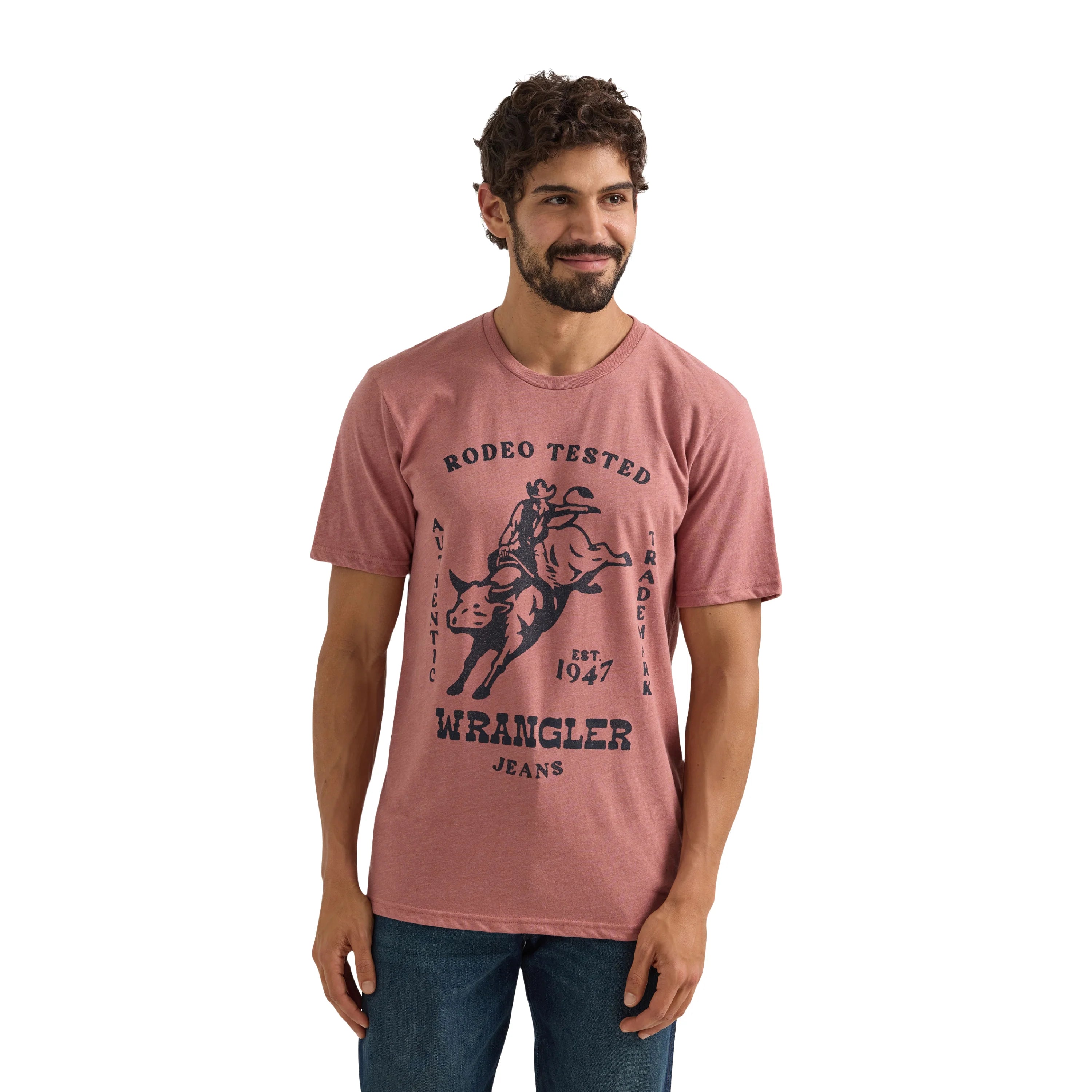 Wrangler Mens Western Rodeo Graphic Rose Heather T-Shirt        112350033