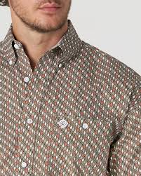 Wrangler Mens George Strait Brown/Coral Print Western Shirt MGSE834 –  Boondocks Western Store llc