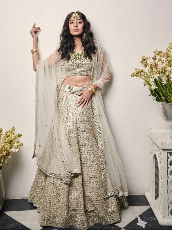 Ananya Panday's ivory mirror work lehenga by Abhinav Mishra is a fail-safe  statement piece