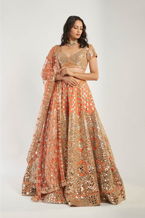 Indian Wedding Essentials : Burnt Orange Lehenga