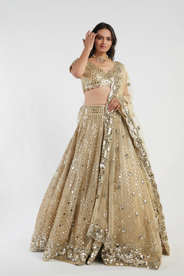 Kritika Khurana @thatbohogirl shines bright in this striking mirror-work  lehenga. Dazzle the crowd in standout looks by Abhinav Mishra. V... |  Instagram