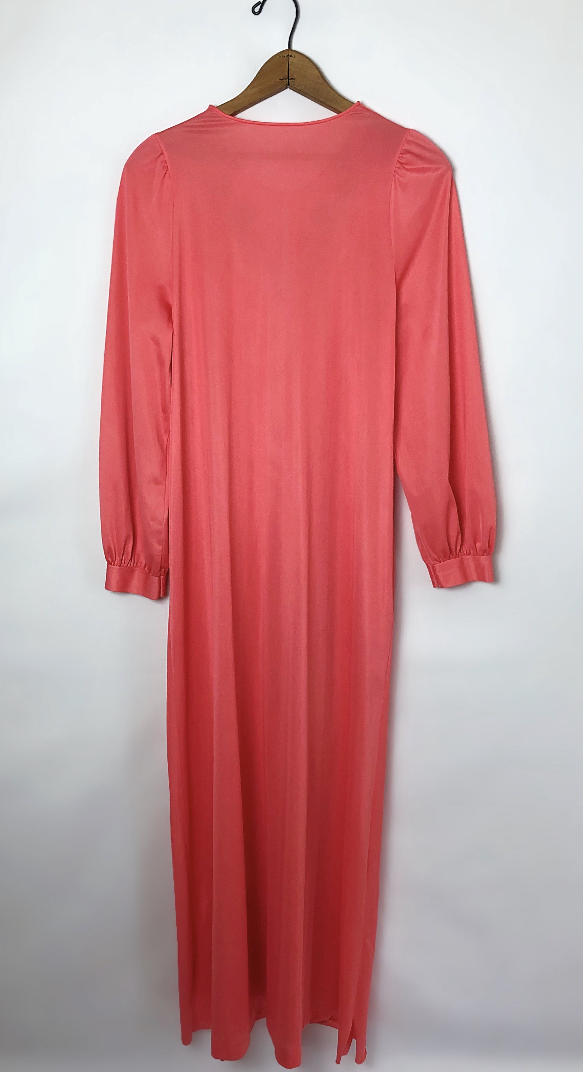 Vintage 60’s Coral Floral Zip Front Maxi House Coat Nightgown with ...