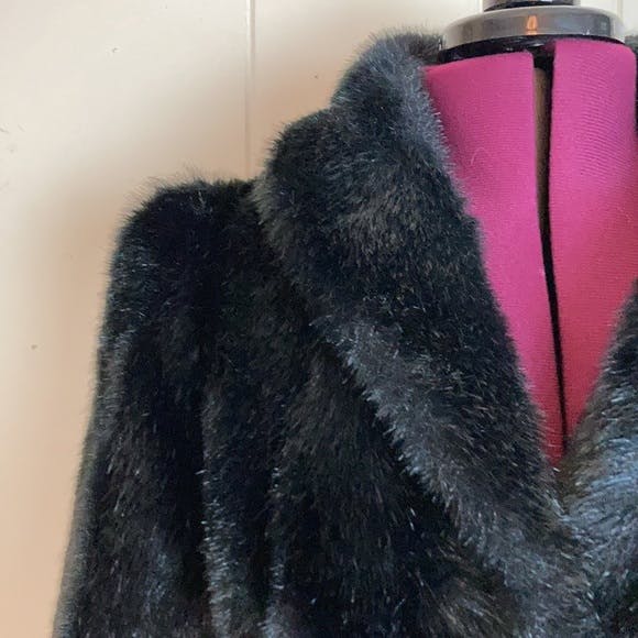 Vintage 70's/80's Shiny Black Giant Faux Fur Coat by Jordache | Shop ...