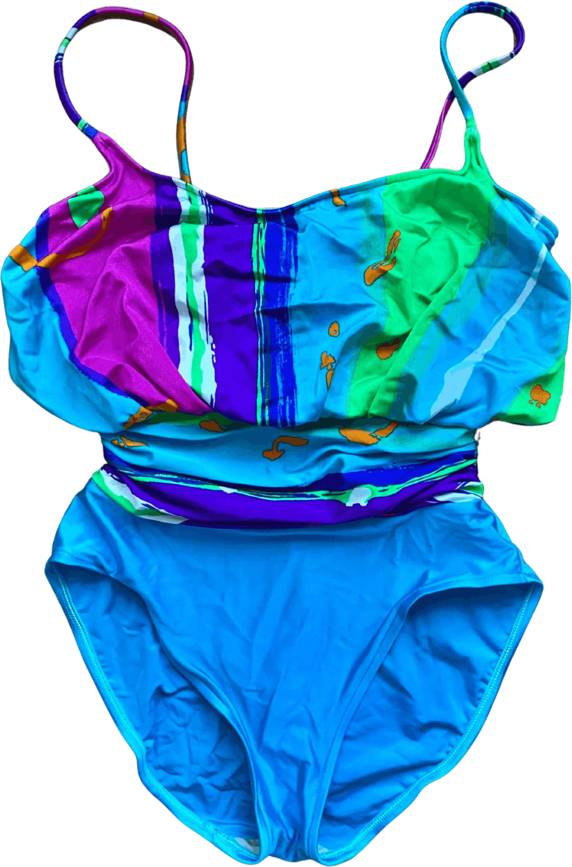 80 S Bright Blue Colorful One Piece Swimsuit Thrilling