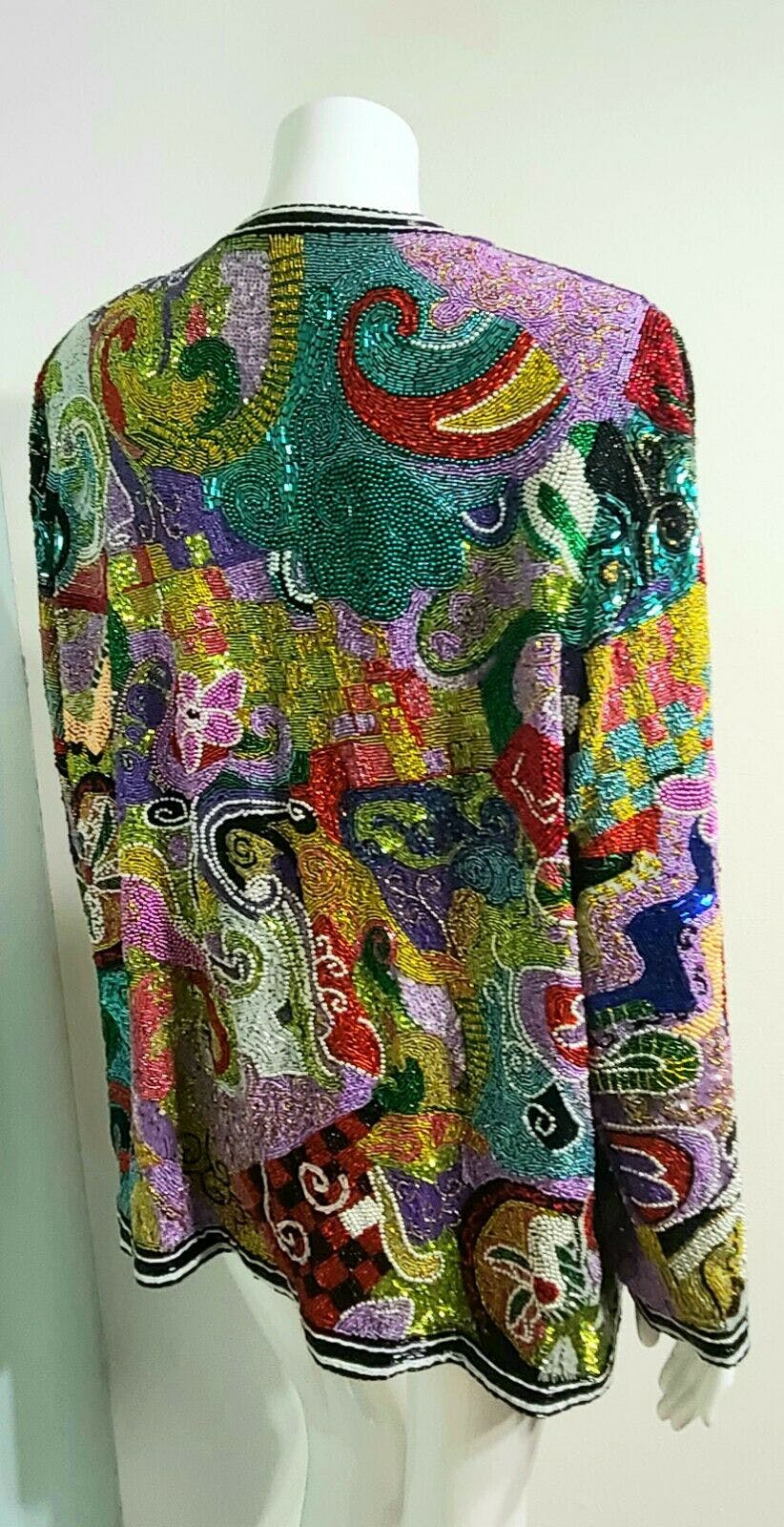 Vintage 80's Deadstock Limited Edition Couture Psychedelic Beaded ...