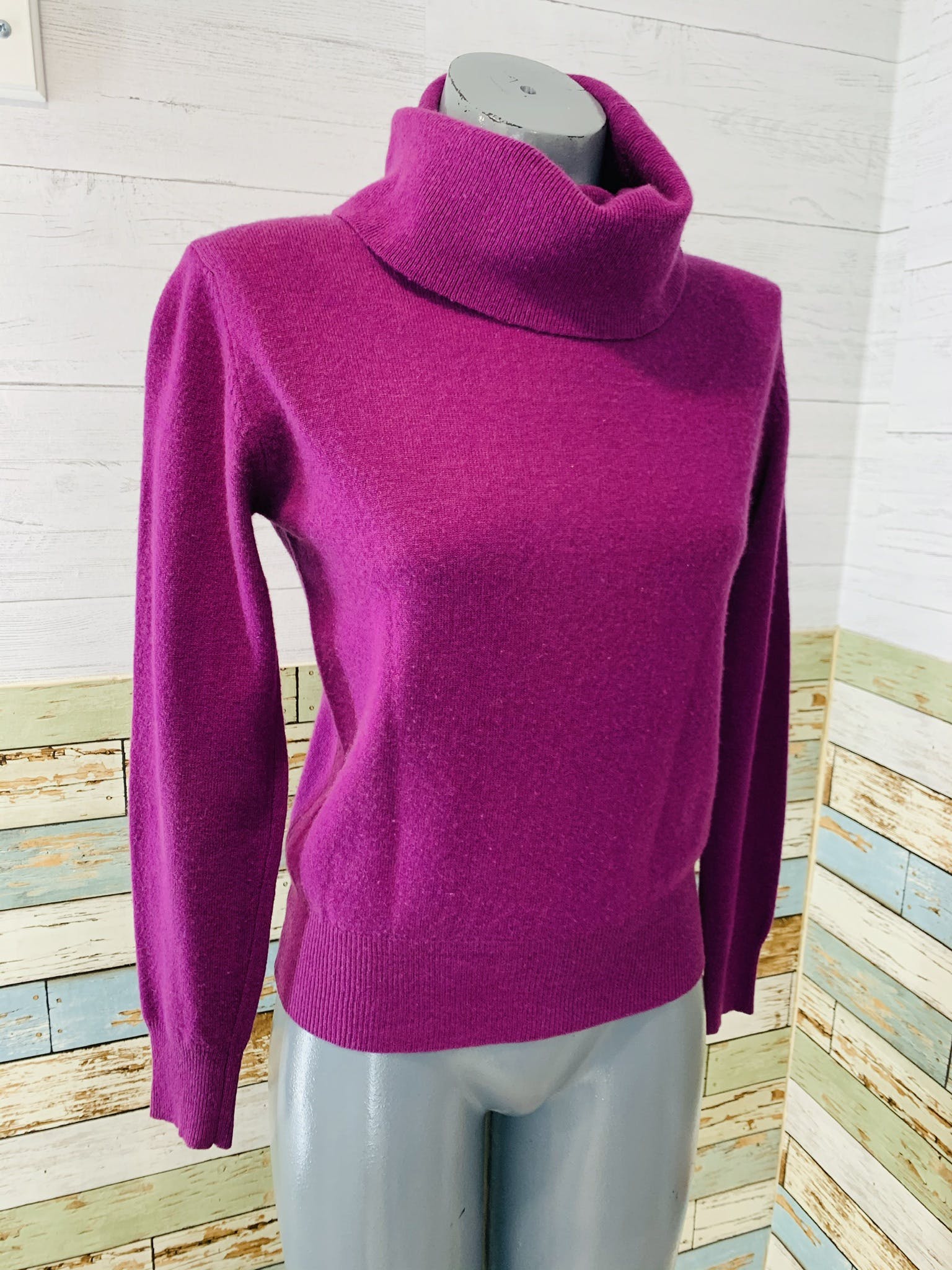Vintage 80's Purple Cashmere Turtleneck Sweater by Feen Wright & Manson ...
