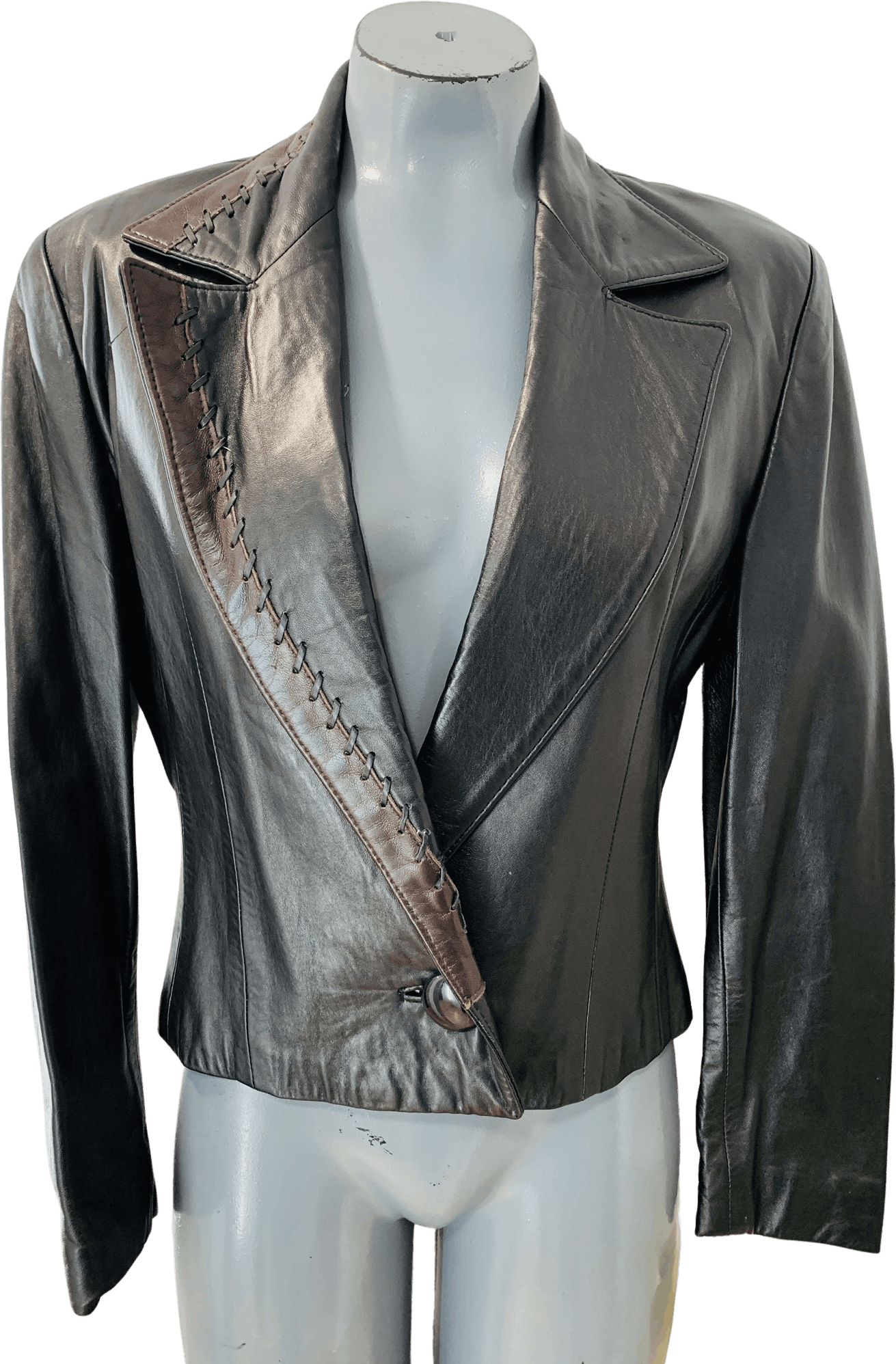 short leather blazer