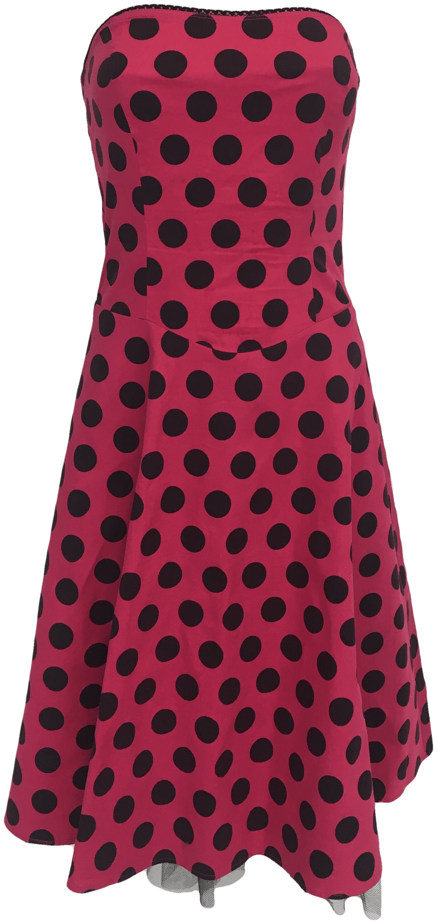 pink dress with black polka dots