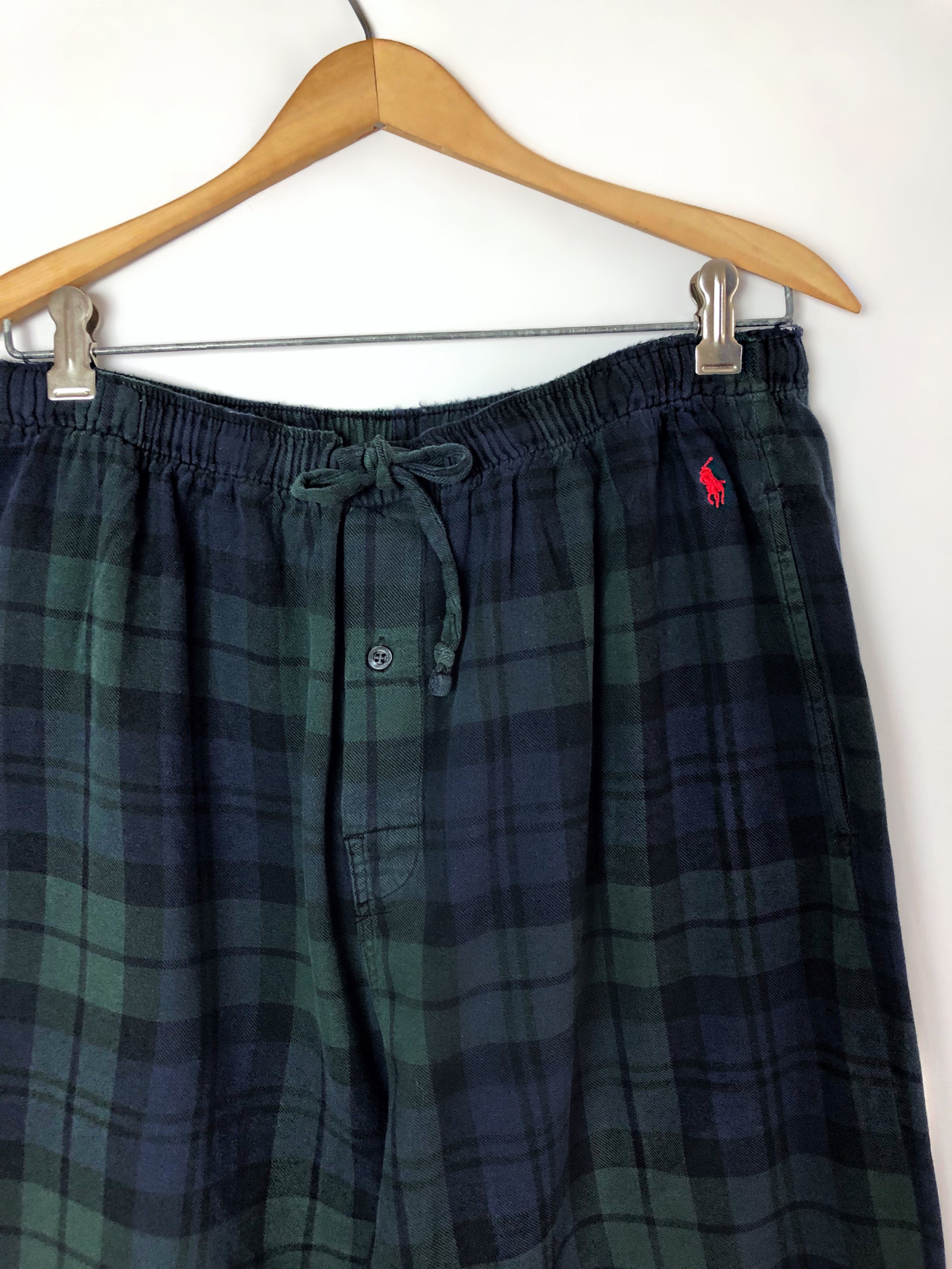 Vintage 90's Black Watch Plaid Drawstring Flannel Pajama Pants with Pockets  by | Shop THRILLING