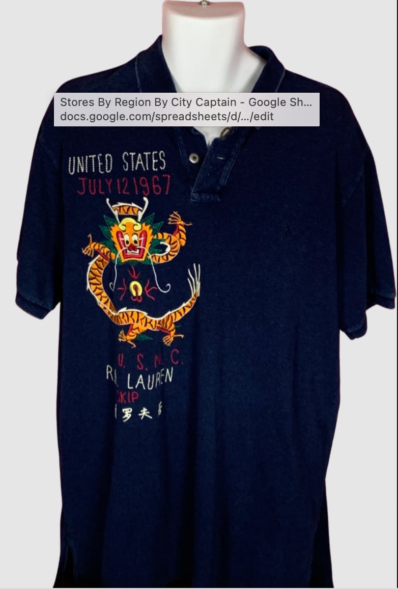Vintage 90's Rare Mens Blue Dragon Polo Shirt by Polo Ralph Lauren | Shop  THRILLING