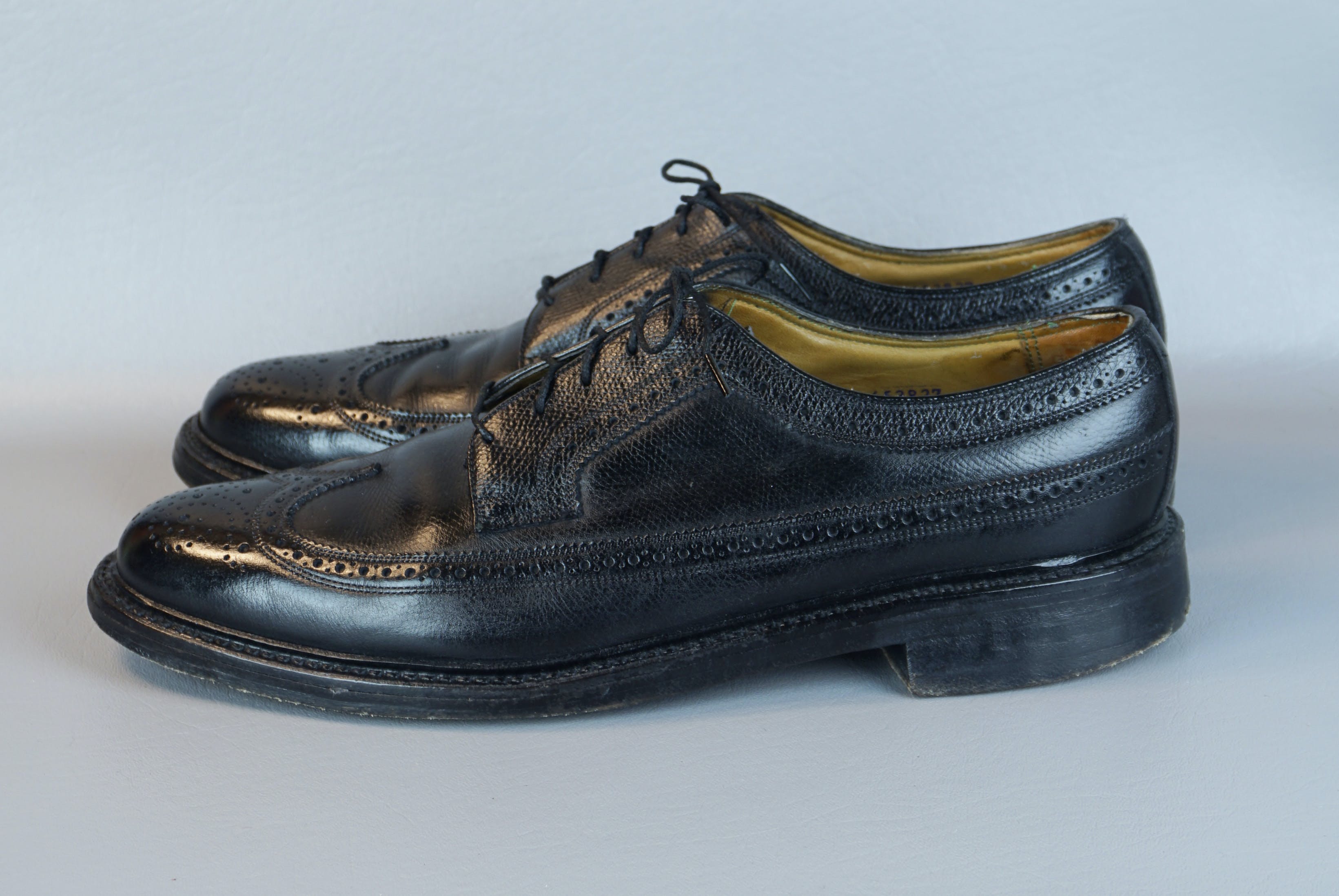 Vintage 90's Men's Black Wingtip Shoes by Royal Imperial Florsheim ...
