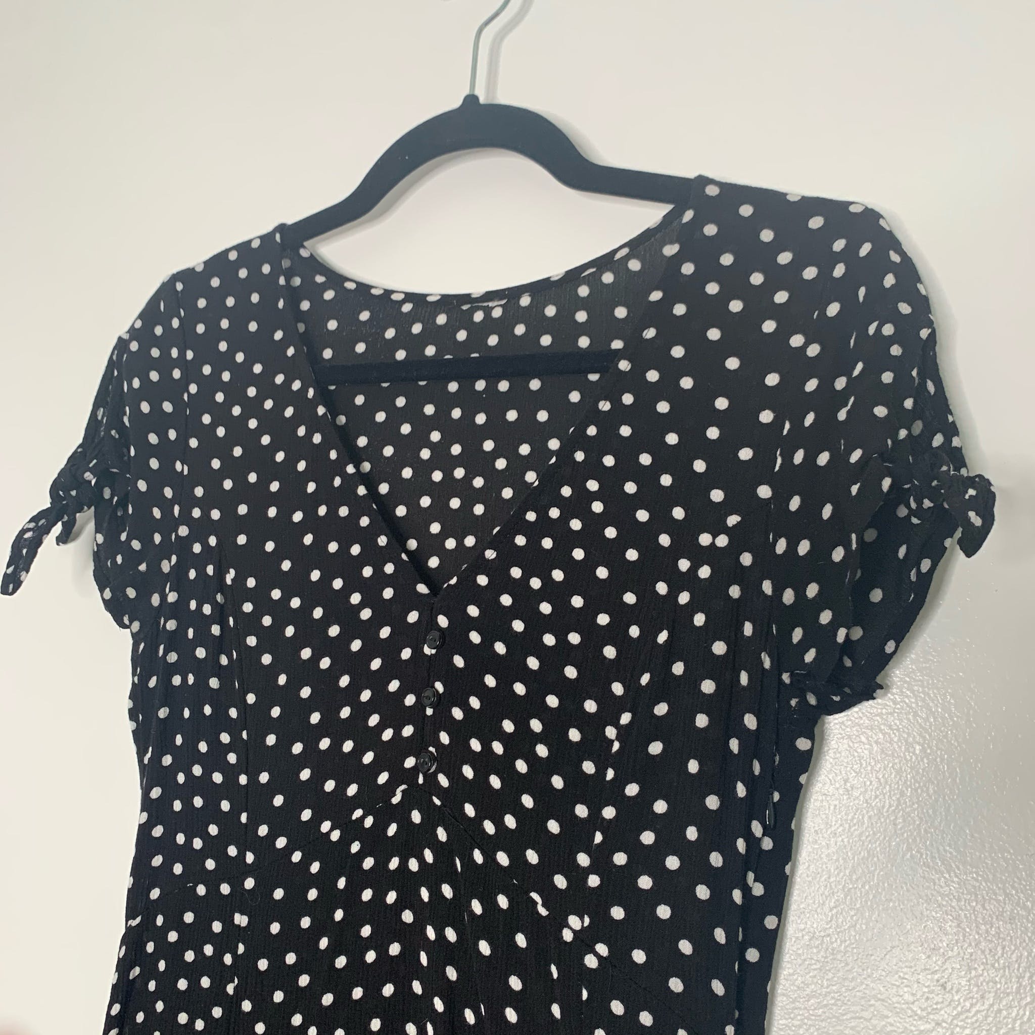 Vintage Black and White Polka Dot Short Sleeve Mini Dress | Shop THRILLING