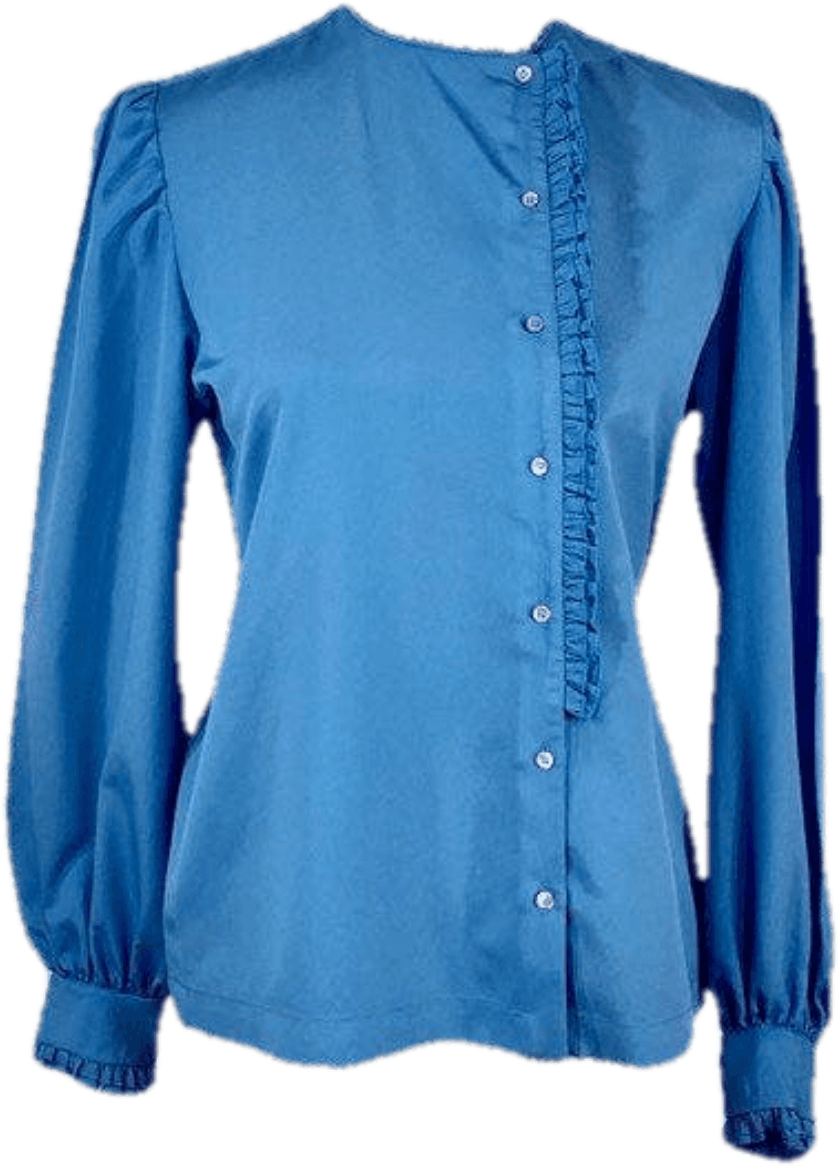 Vintage Blue Ruffled Button Up Blouse by Liz Claiborne | Shop THRILLING
