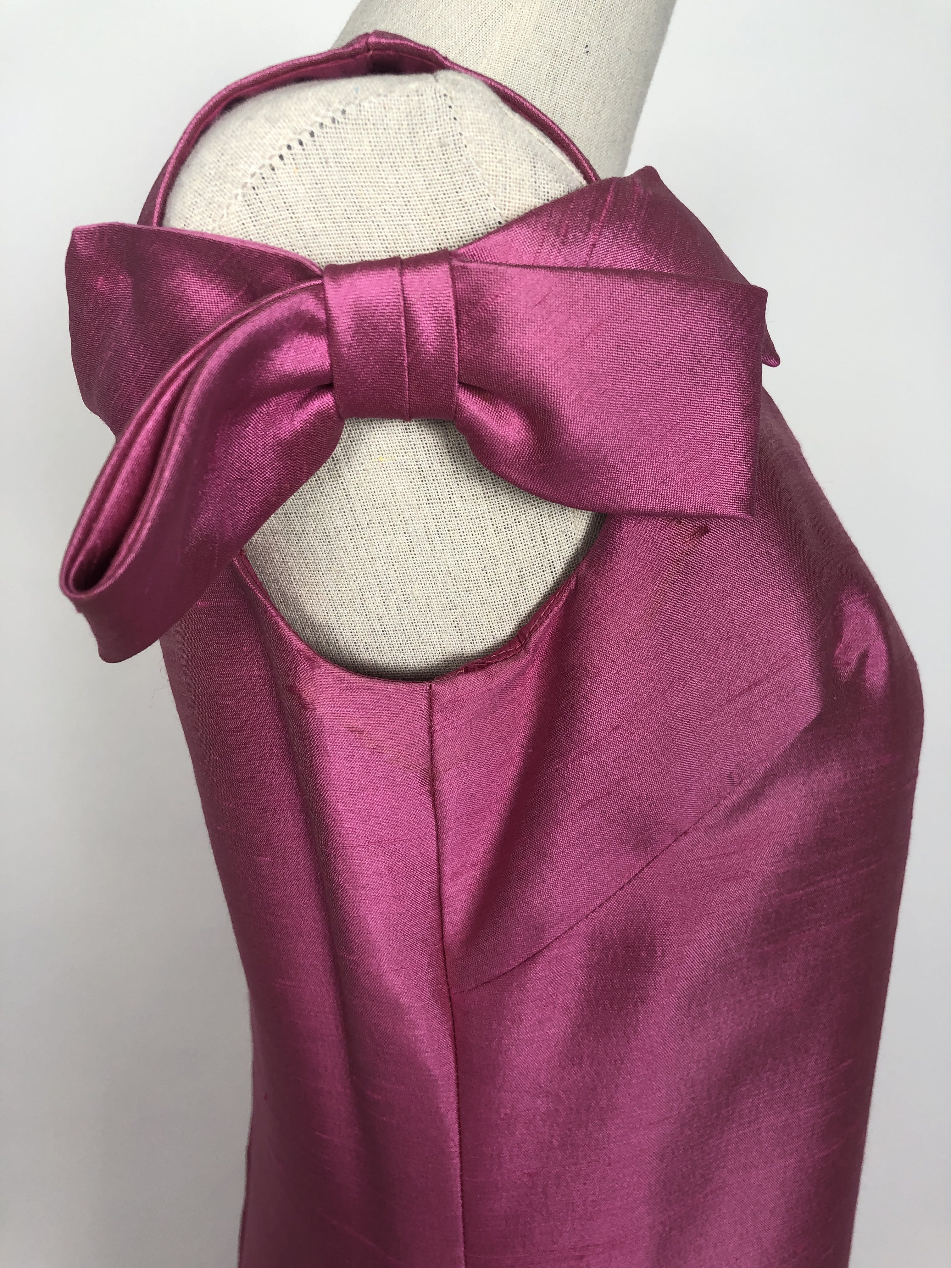 Vintage 60’s Bow Shoulder Shantung Silk Gown Maxi Dress by Lillie Rubin ...