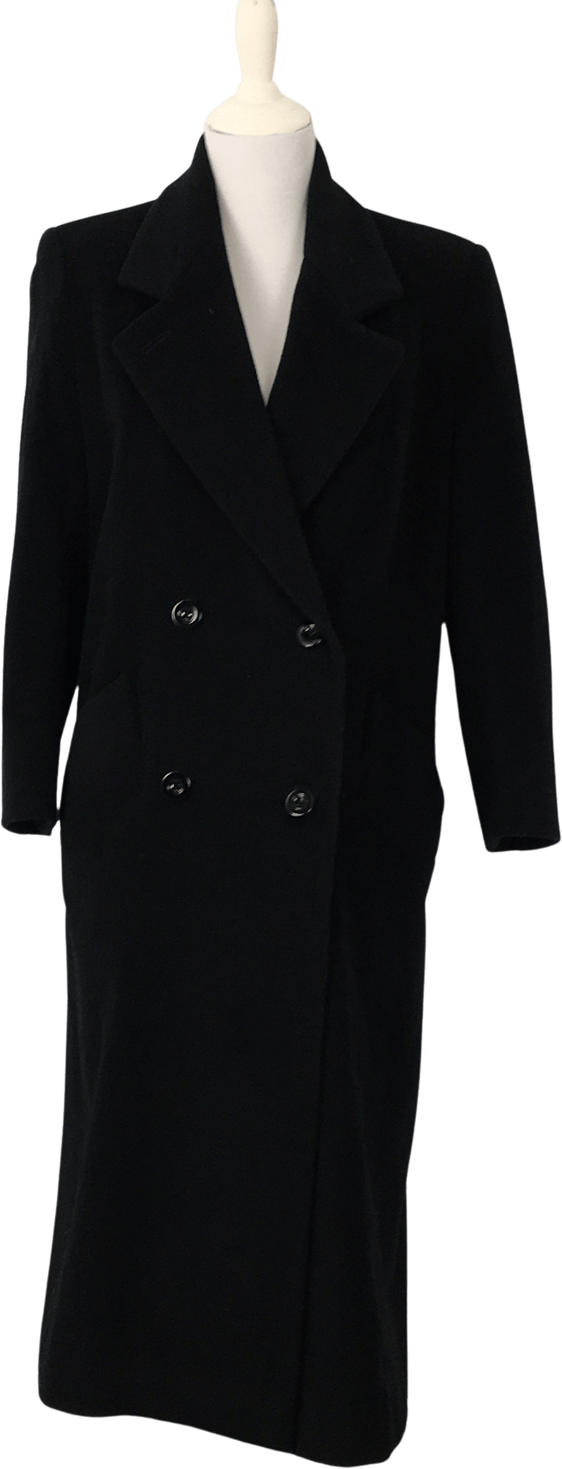 Vintage 70's Long Black Double Breasted Wool Coat by JH Collectibles ...