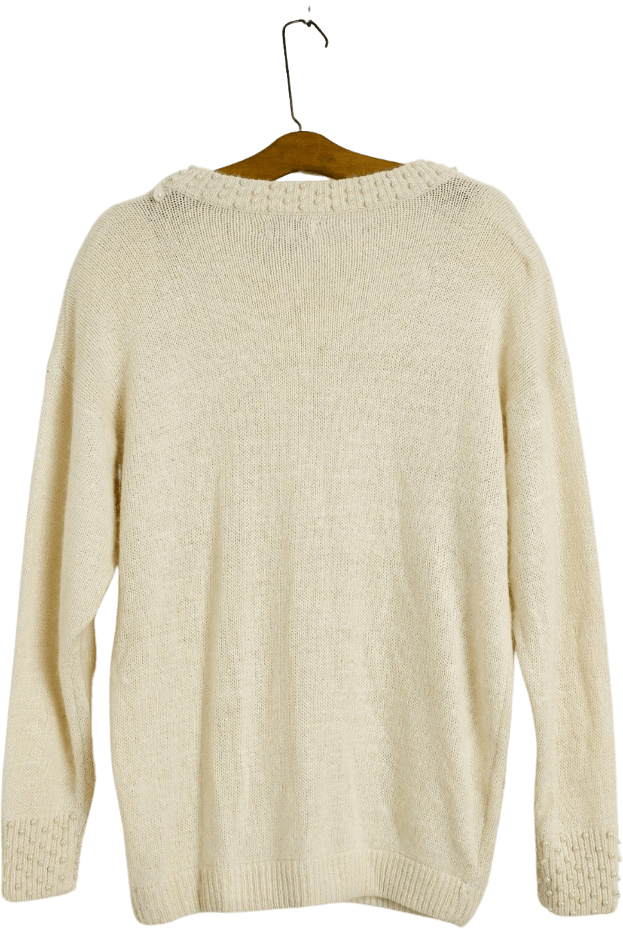 Vintage 80’s Ivory Beaded Tear Drop Knit Sweater | Shop THRILLING
