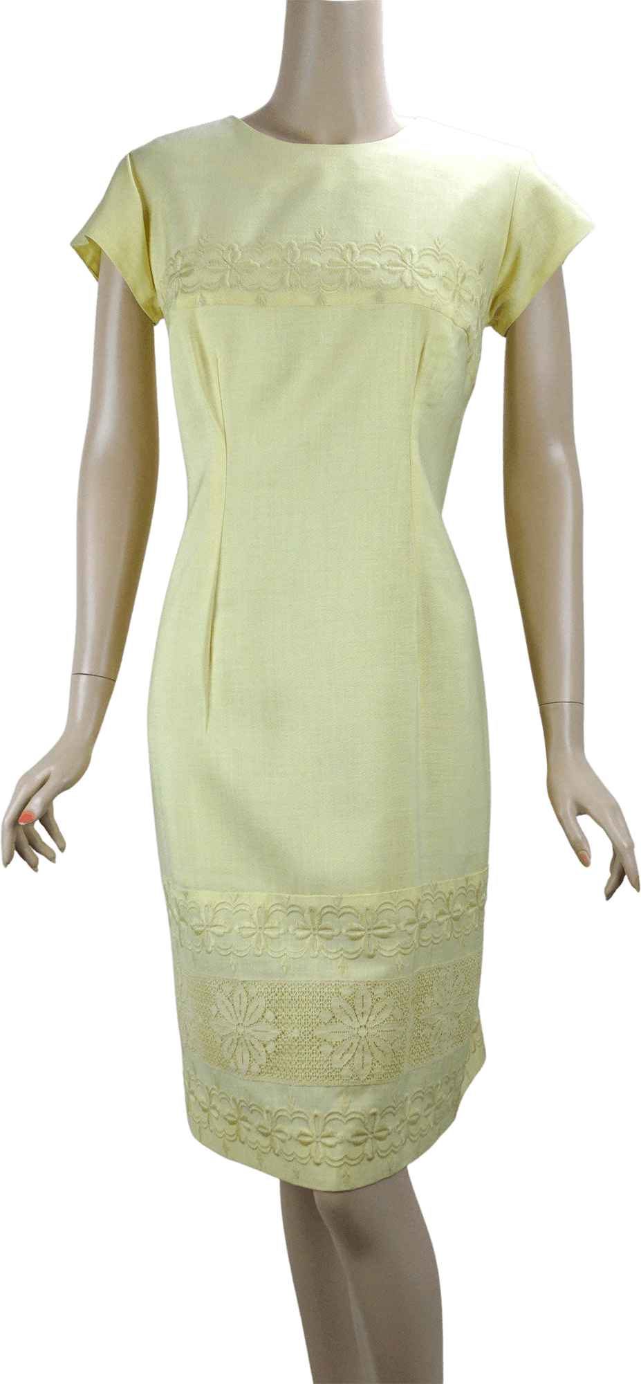 Vintage 60’s Butter Yellow Linen Sheath Dress by Lazarus | Shop THRILLING