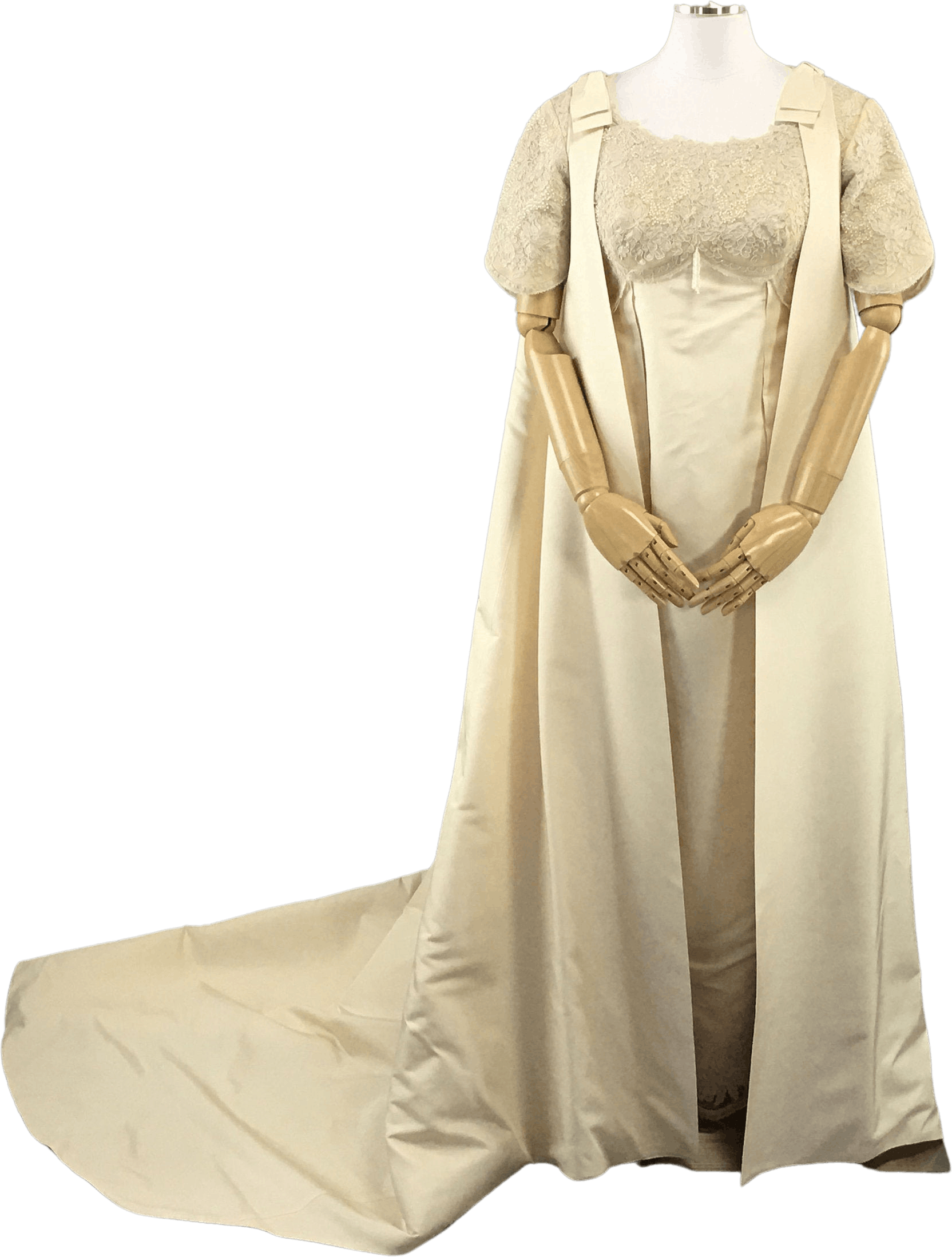 Vintage 60s Ivory Beaded And Satin Wedding Dress With Cape | Shop THRILLING