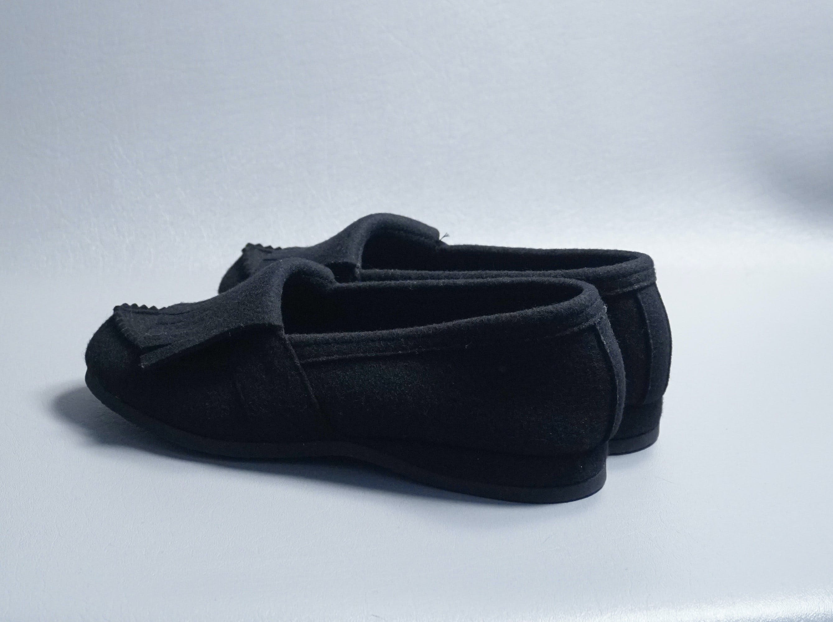 Vintage Boudoir Slippers, Daniel Green Black Felt Loafer Slippers by ...