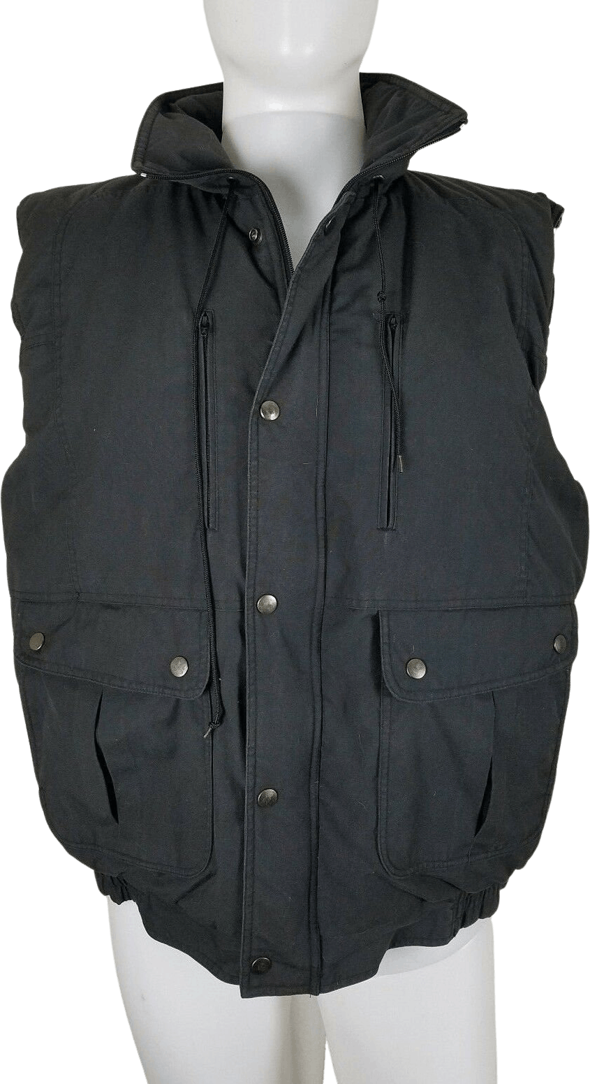 Vintage Black Lined Zip Up Puffer Vest with Hood by Hugo Valentino ...