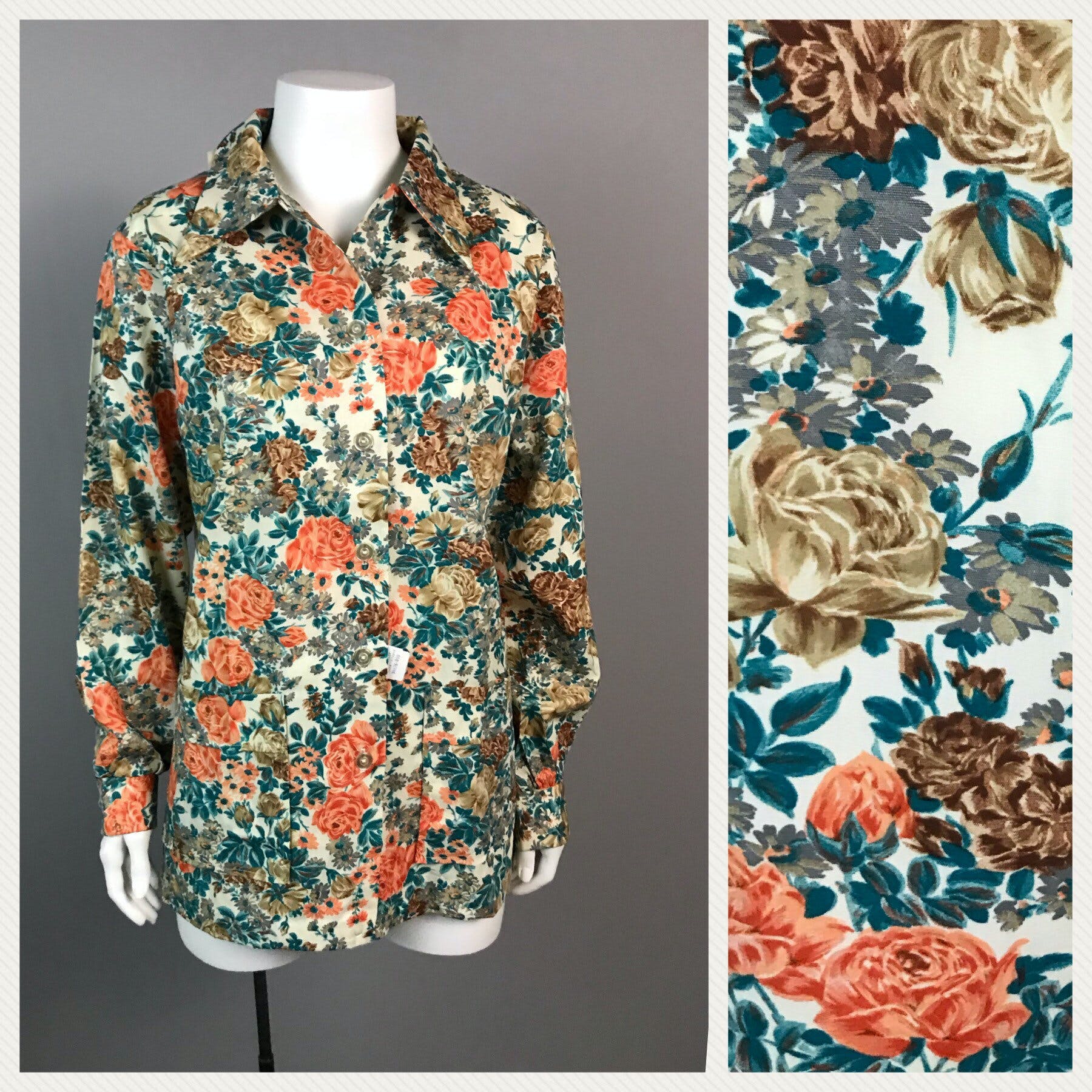 Vintage 70’s Brown and Green Floral Button Up by Lori Lynn | Shop THRILLING