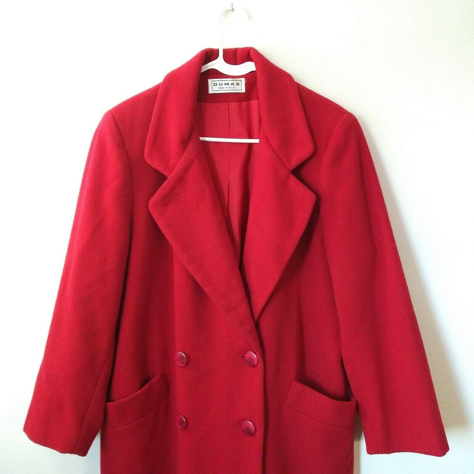 Vintage Red Wool Big Buttoned Long Coat by Dumas | Shop THRILLING