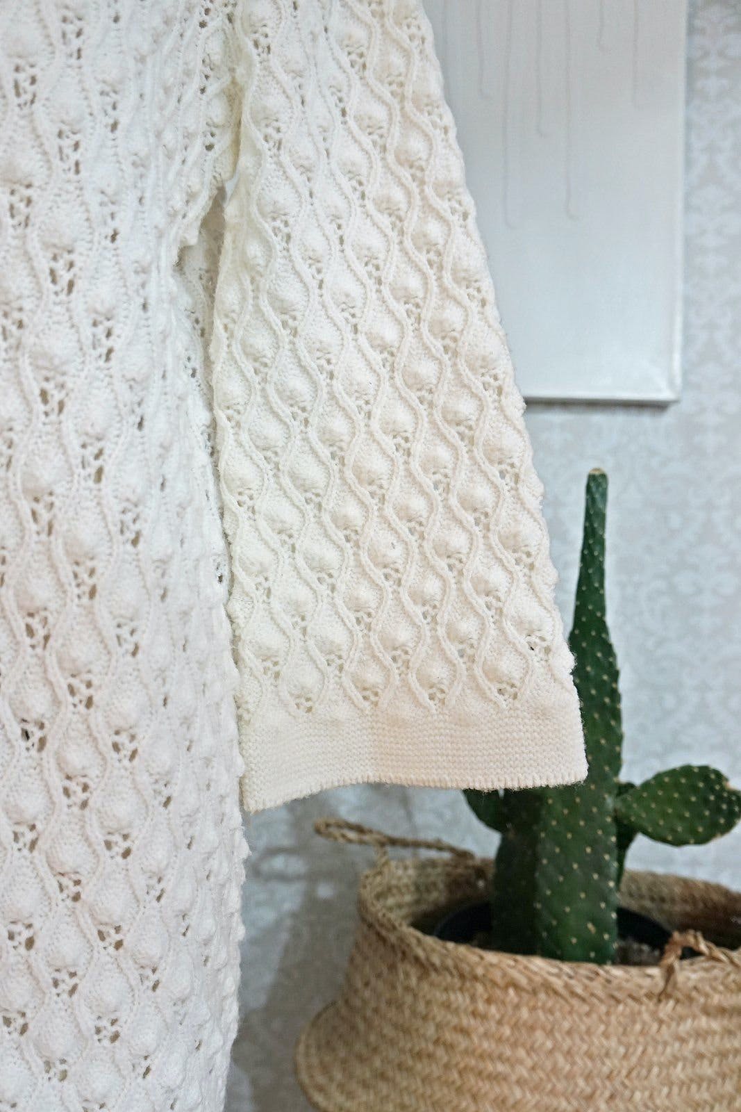 Vintage 60's Ivory Pointelle Textured Knit Duster | Shop THRILLING