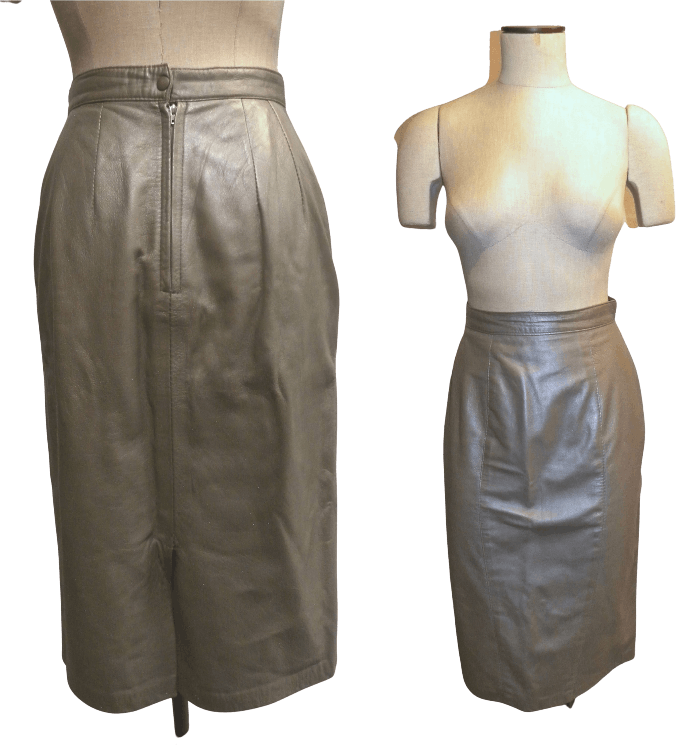 Vintage 90s Silver Leather High Waisted Pencil Skirt By Norma, Canada ...