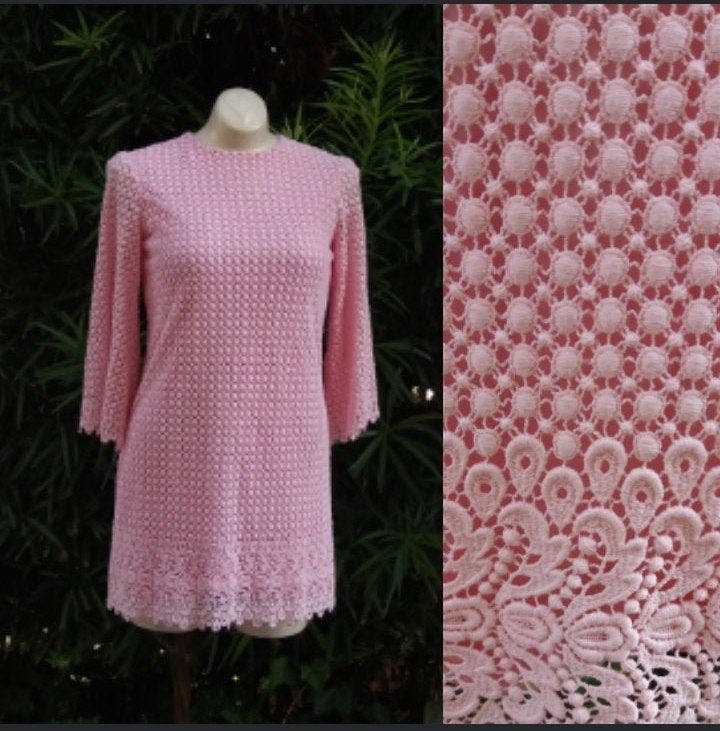 Vintage 60’s Pink Corchet Lace Bell Sleeve Mini Dress by Carnaby ...