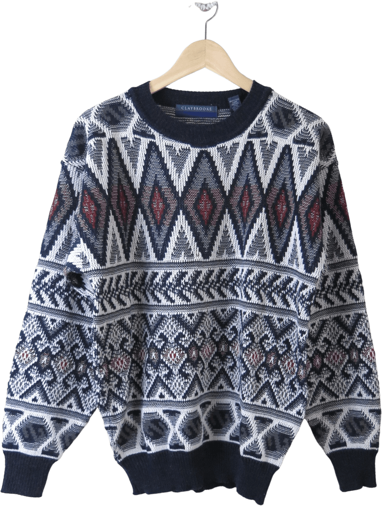 Vintage 80's Diamond Print Crewneck Sweater by Claybrooke - Free ...