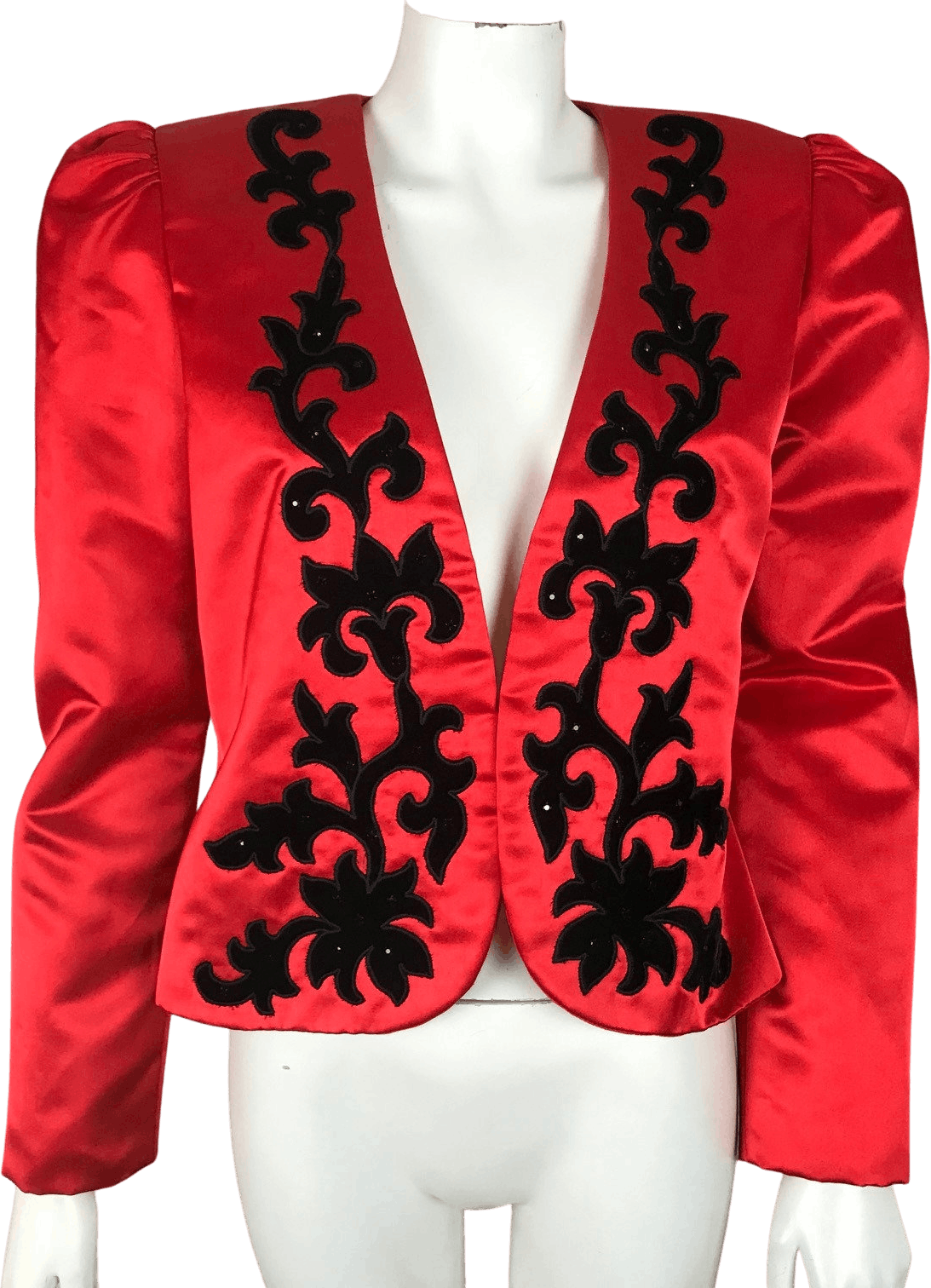 Vintage 80’s Red Satin Puff Sleeve Bolero Jacket by After Five | Shop ...