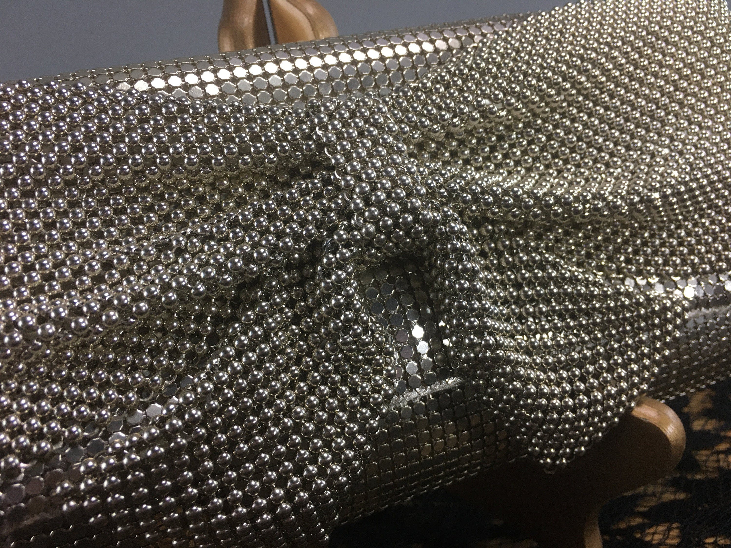 Vintage 80's Beaded Bow Mesh Evening Clutch by Jessica McClintock ...