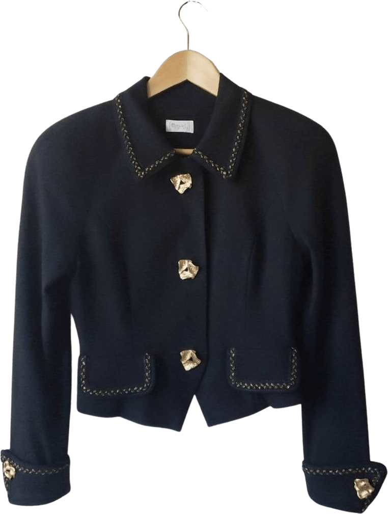 Vintage 80’s Minuet Black Cropped Blazer with Chunky Gold Buttons and ...