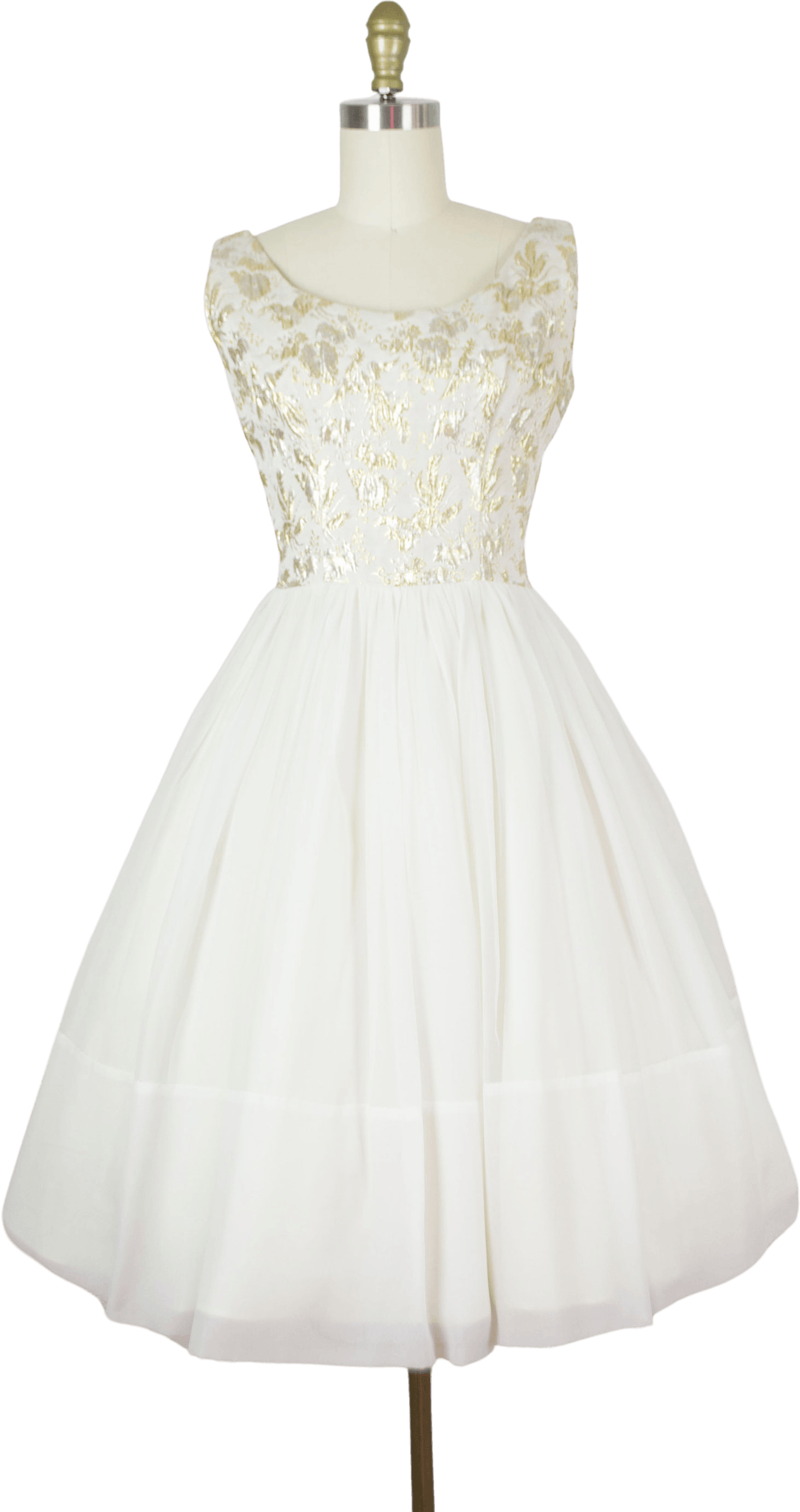 Vintage 50's Tea Length Gold and White Dress | Shop THRILLING