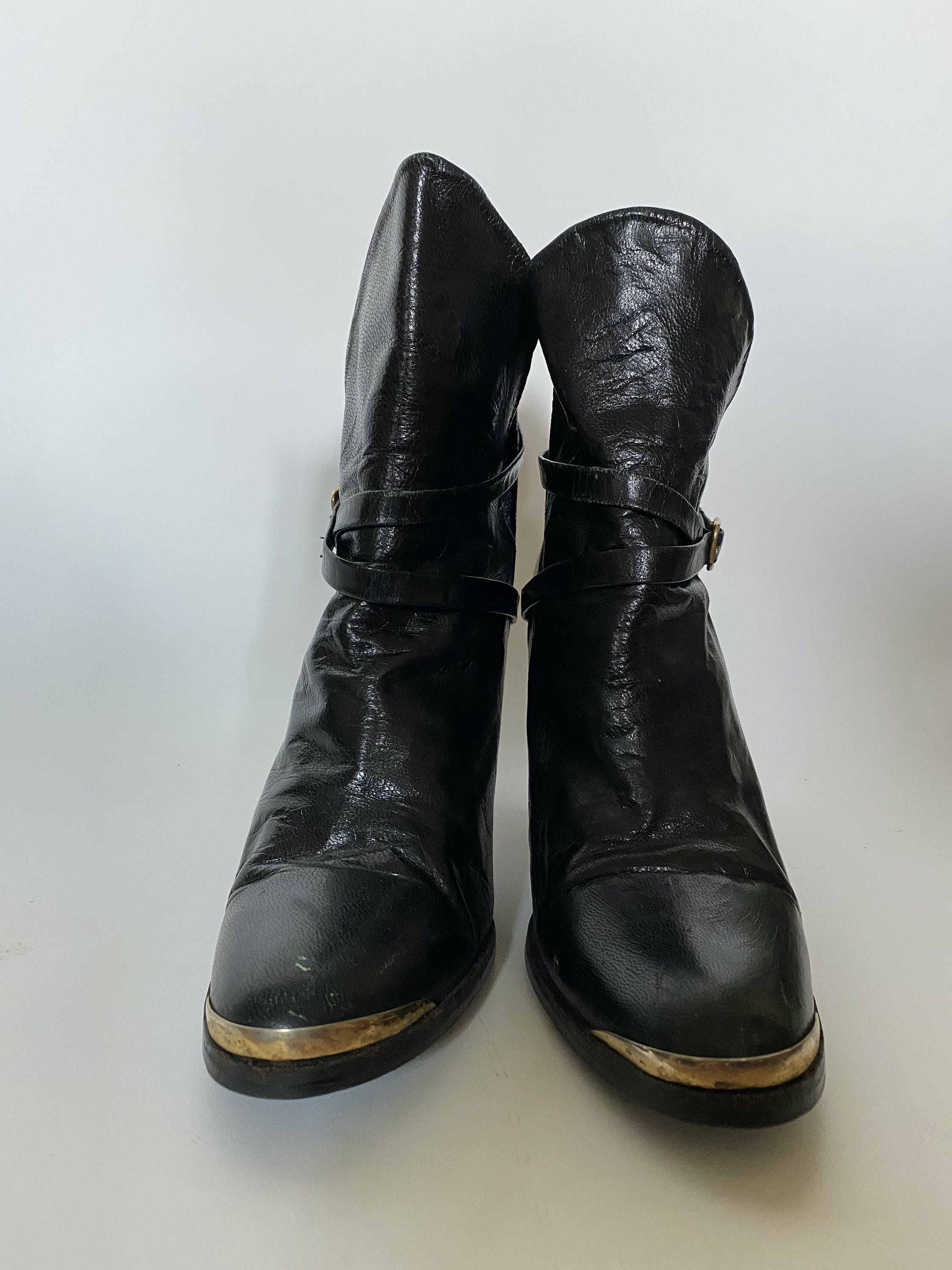 Vintage 80's Black Leather High Heel Ankle Boot | Shop THRILLING