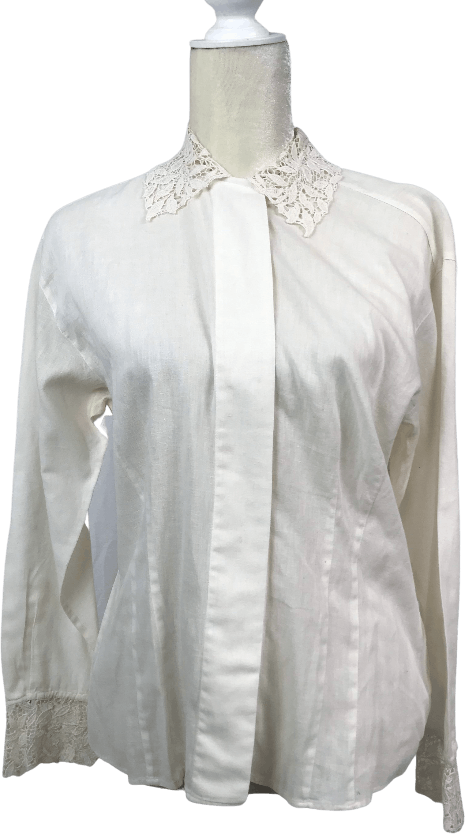 Vintage Ivory and Lace Cotton Blend Shirt | Shop THRILLING
