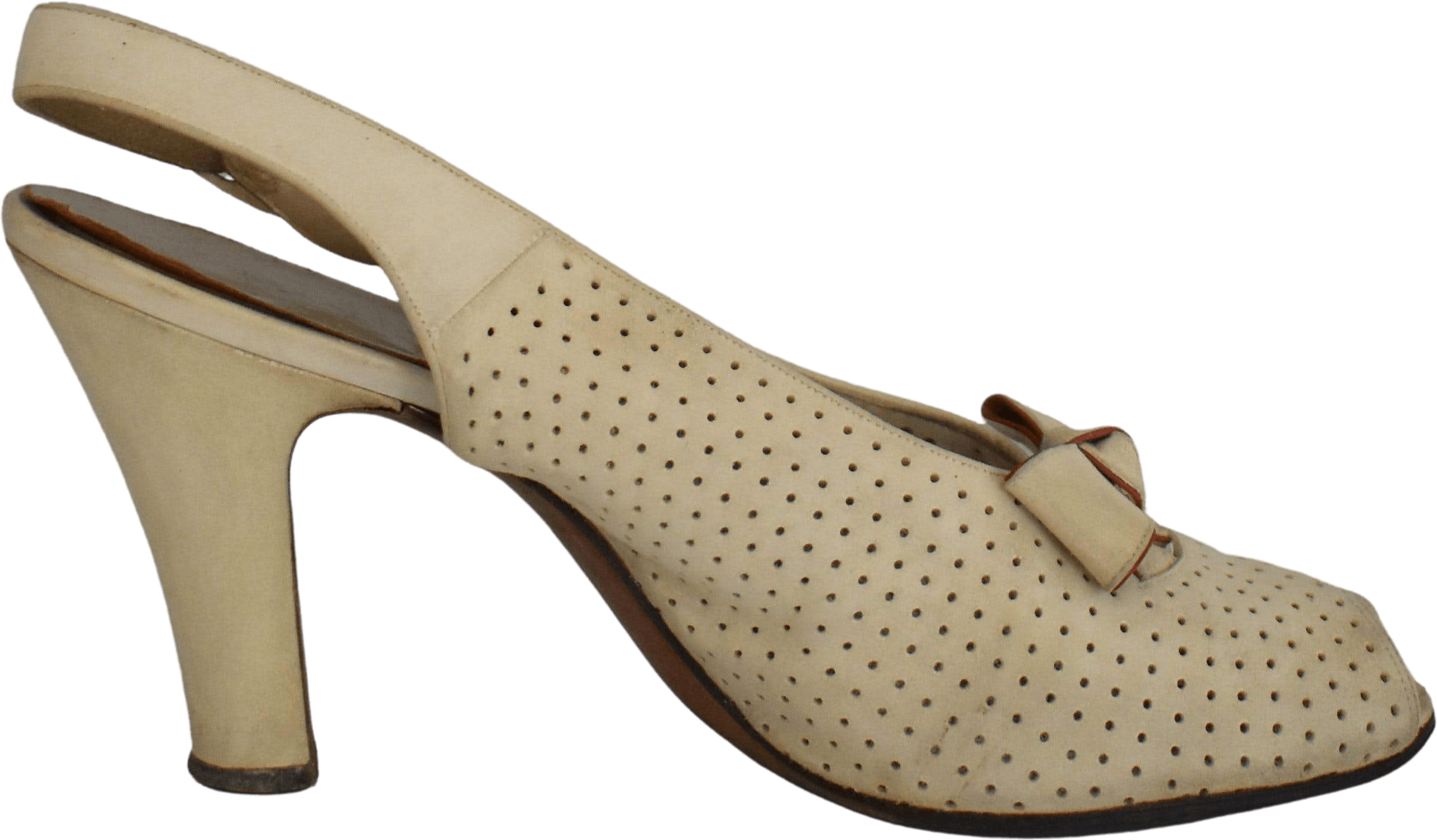 Vintage 40's Off White Peep Toe Suede Heels by Roos Bros San Francisco ...