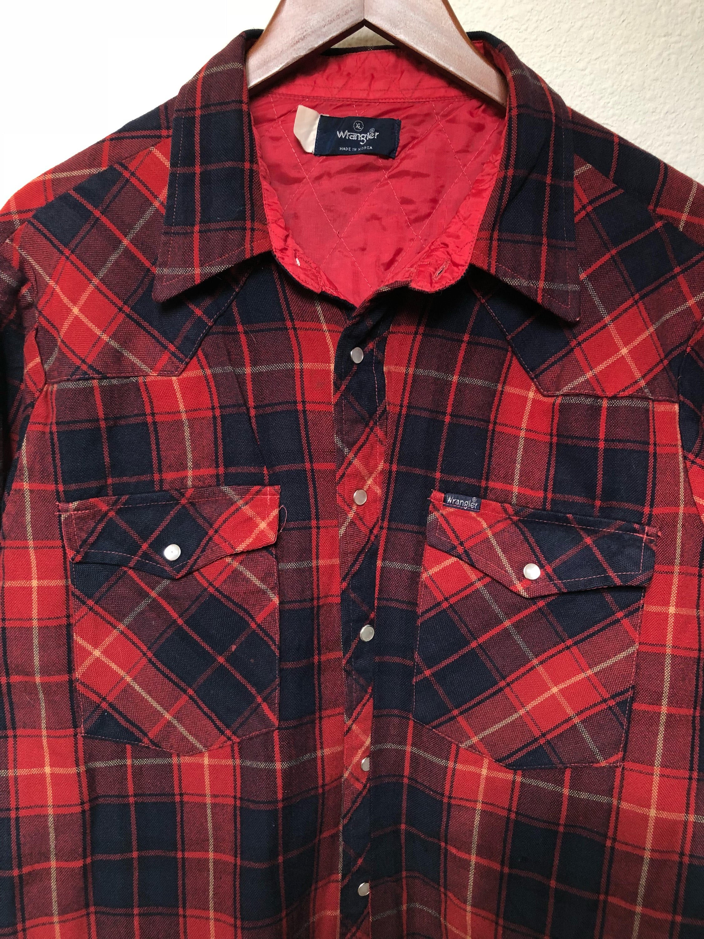 Vintage 80’s/90’s Lumberjack Red and Blue Flannel Jacket by Wrangler ...