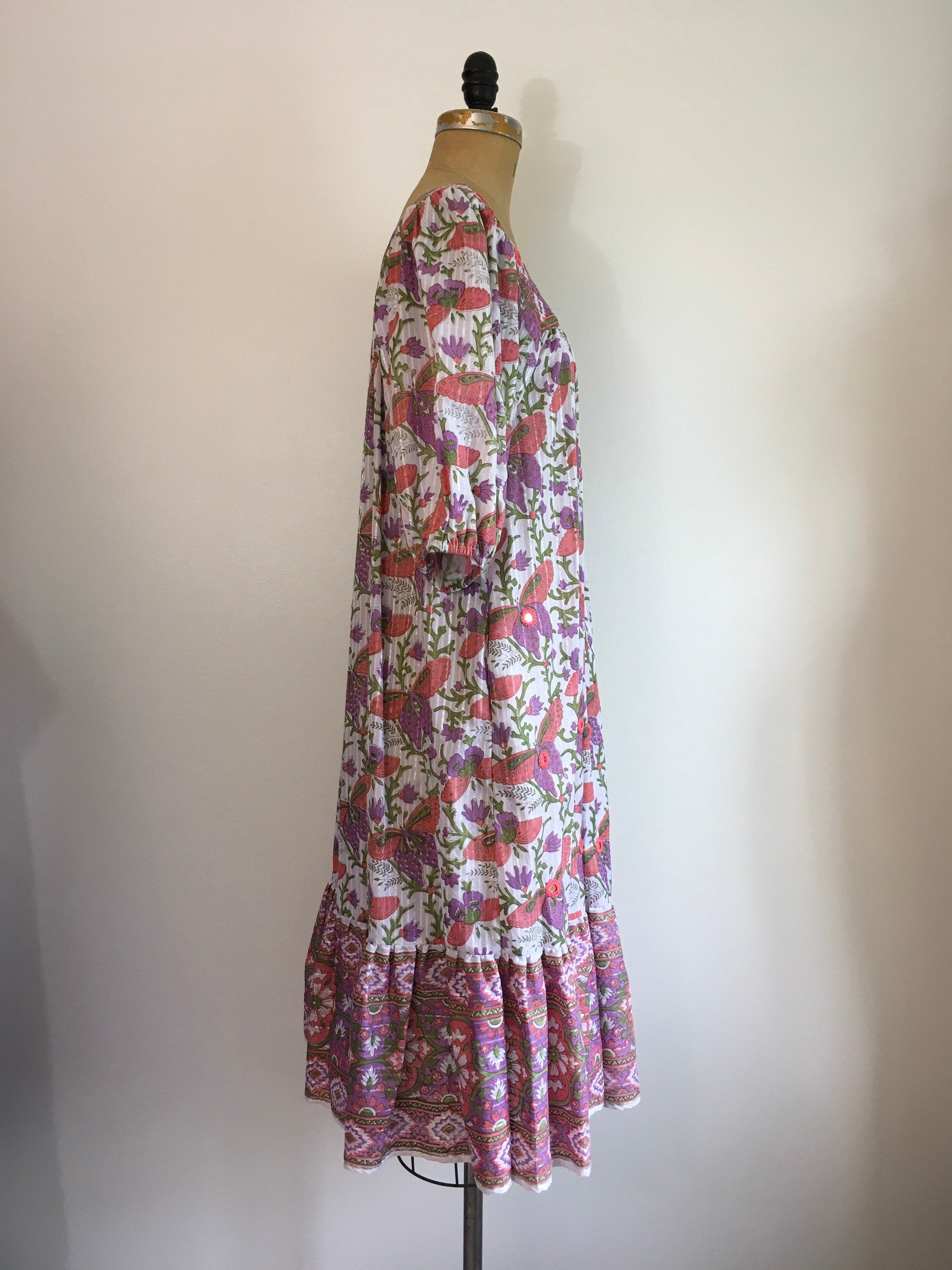 Vintage 70's Boho Mirror Butterfly Kaftan Dress by Ramona Rull | Shop ...