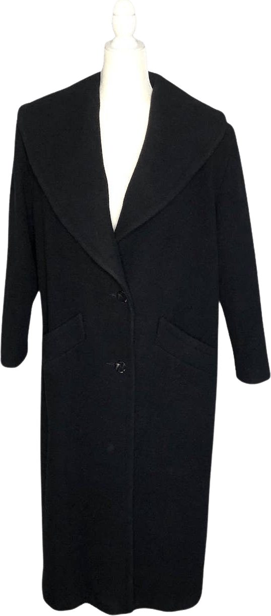 Vintage Black Wool Maxi Coat Full Length 2-Button with Pockets by Coats ...