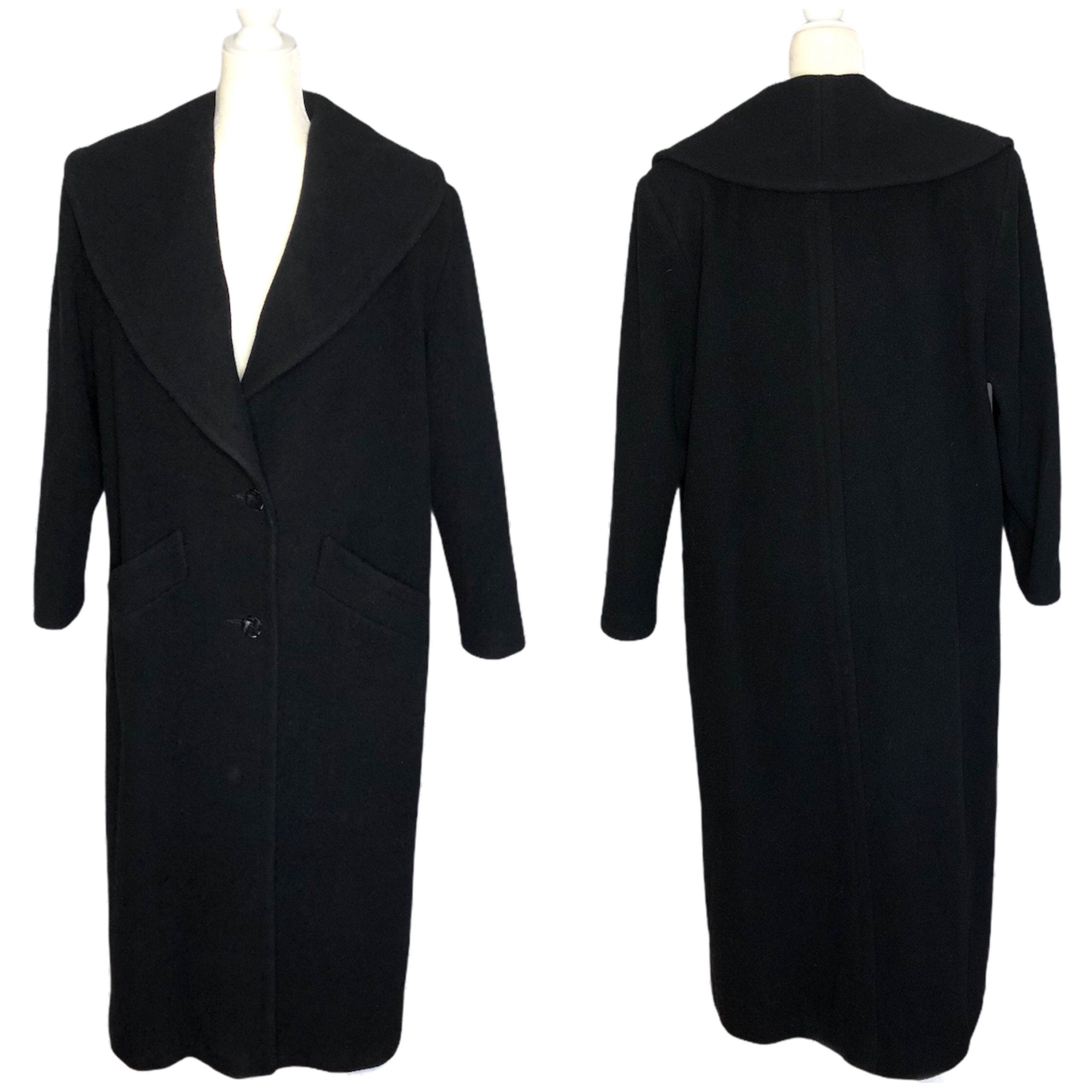 Vintage Black Wool Maxi Coat Full Length 2-Button with Pockets by Coats ...
