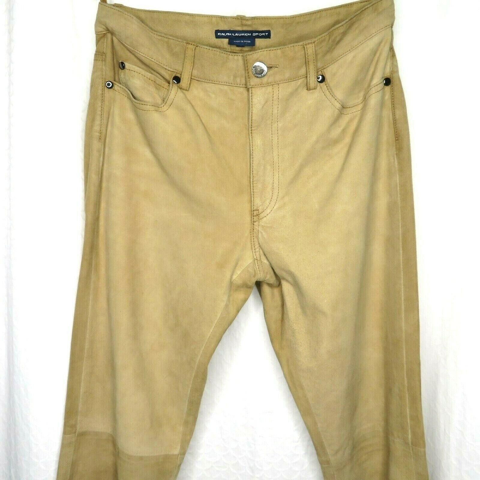 Vintage Colorblock Tan Soft Suede Leather Pants by Ralph Lauren Sport |  Shop THRILLING