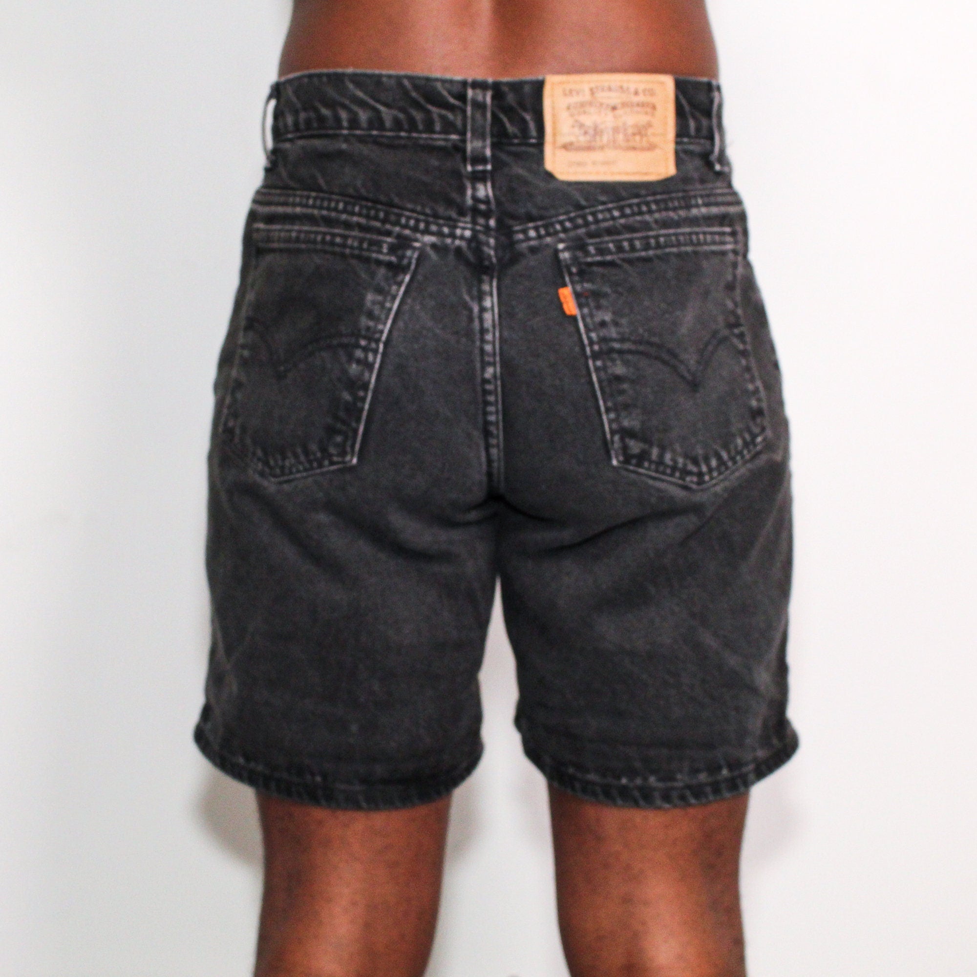 Vintage 80s Orange Tab Levis 950 Relaxed Fit Black Denim Shorts by Lev |  Shop THRILLING