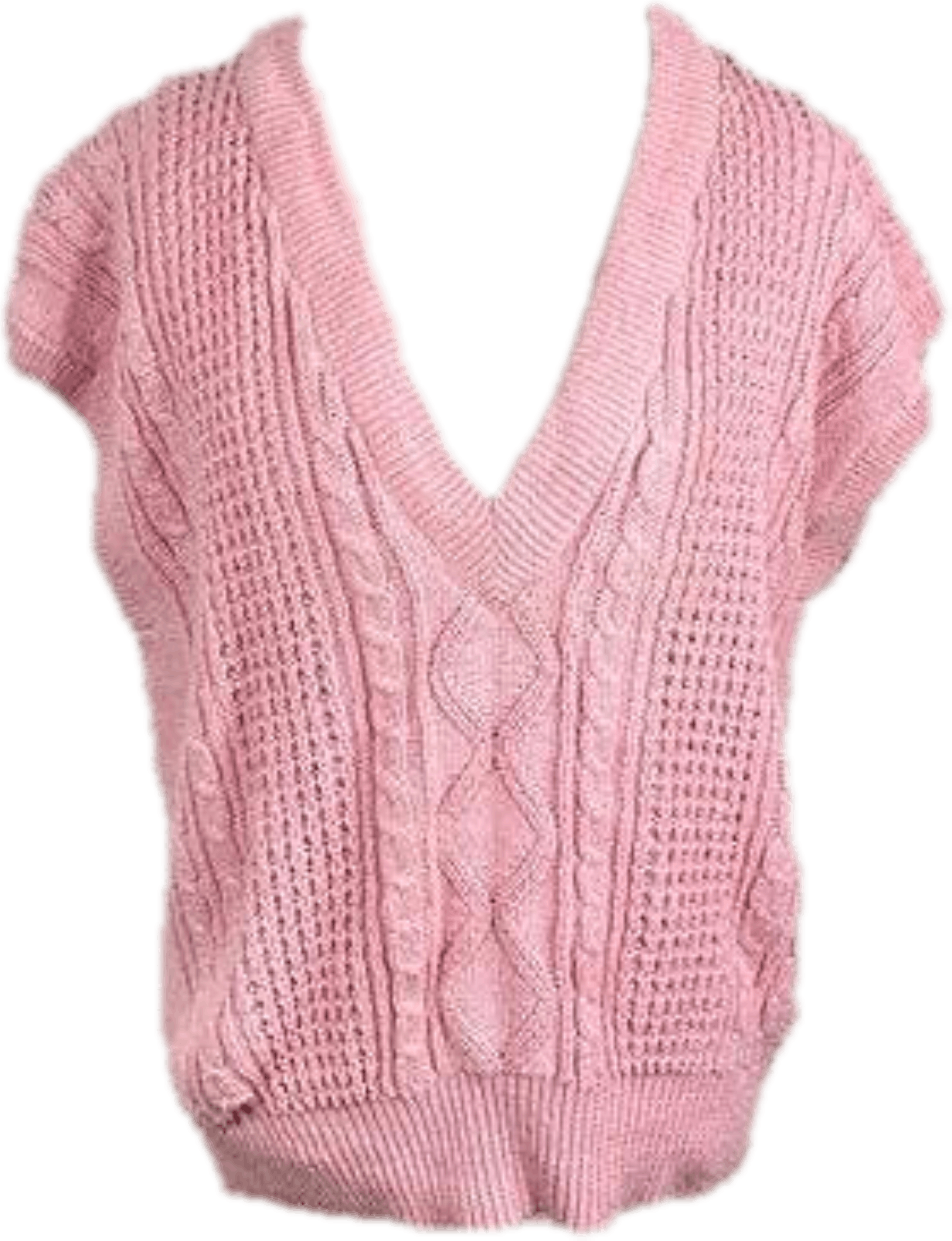 Vintage Pink Cable Knit Sweater Vest - Free Shipping - Thrilling