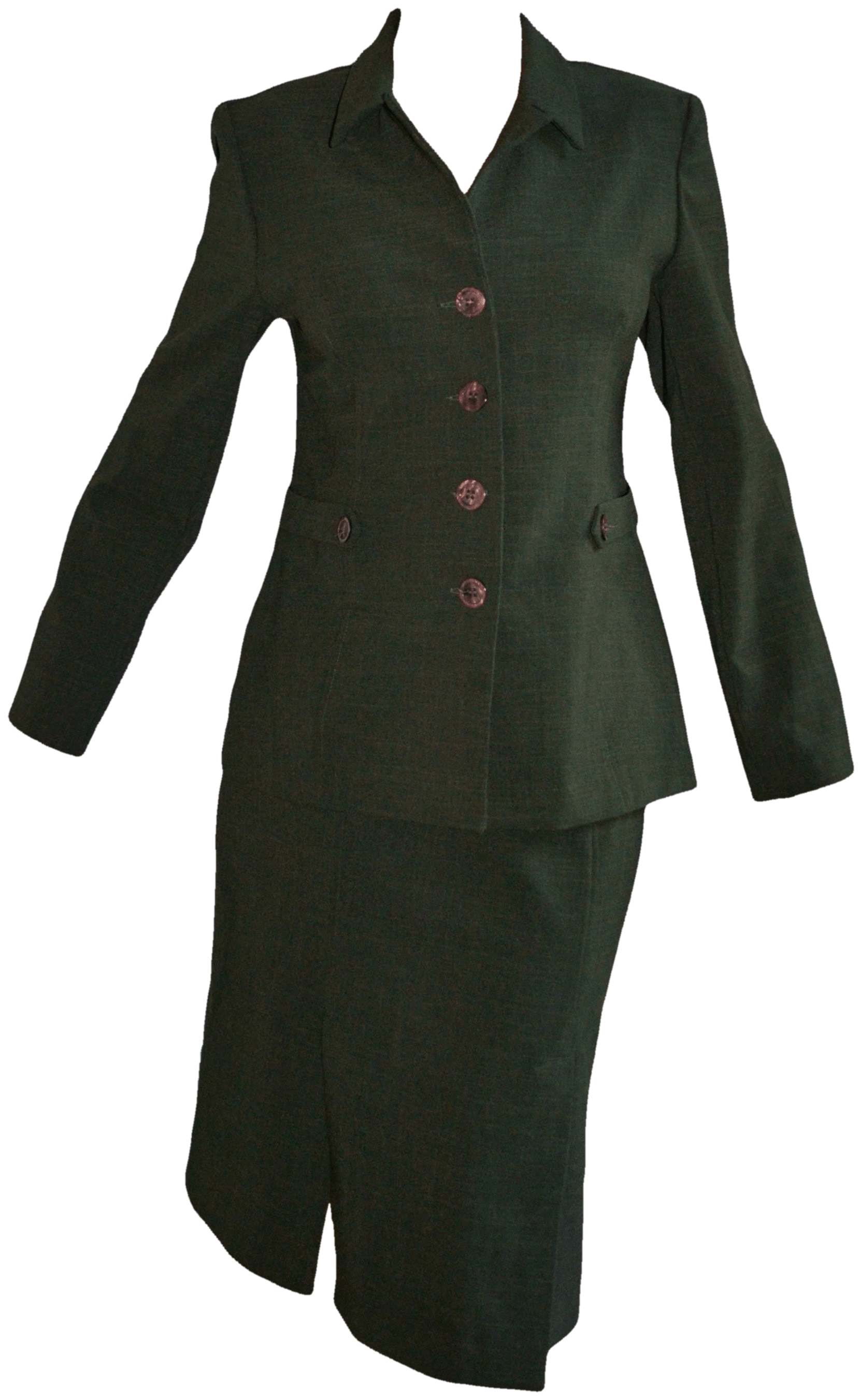 Vintage 80's Green Structured Power Suit by Ilyza New York - Free