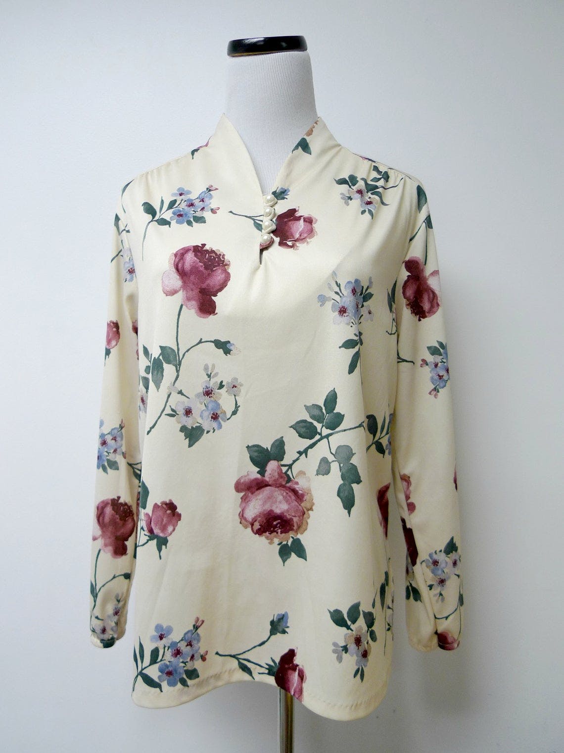 Vintage 80's Rose Print Long Sleeve Top by Anthony Richards (amerimark ...