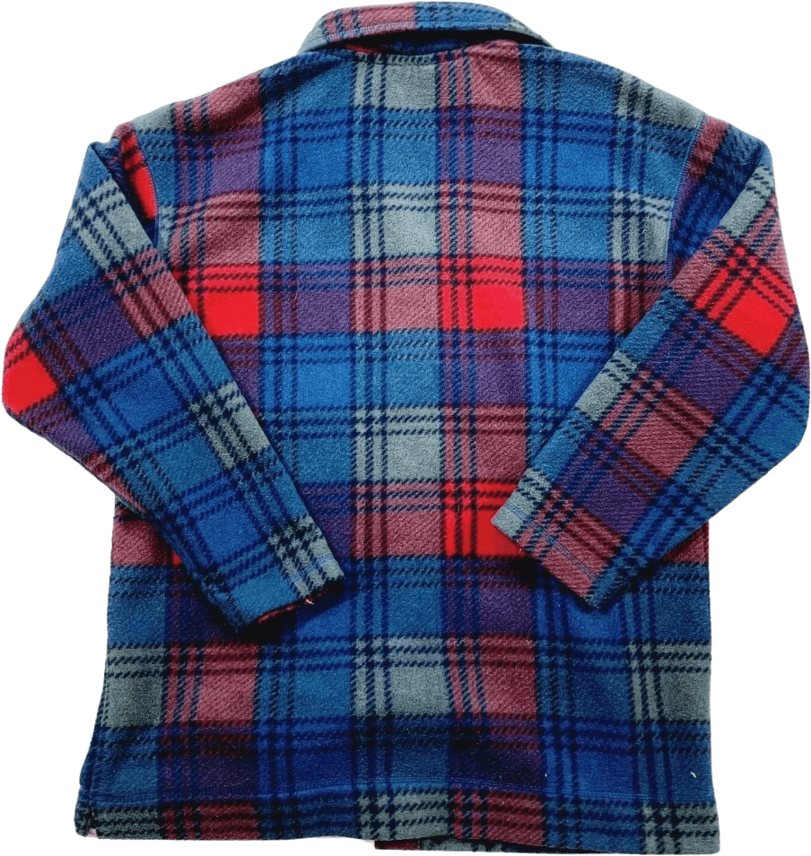 Vintage 90's Men's Red and Blue Plaid Fleece Shirt Jacket by Basic ...